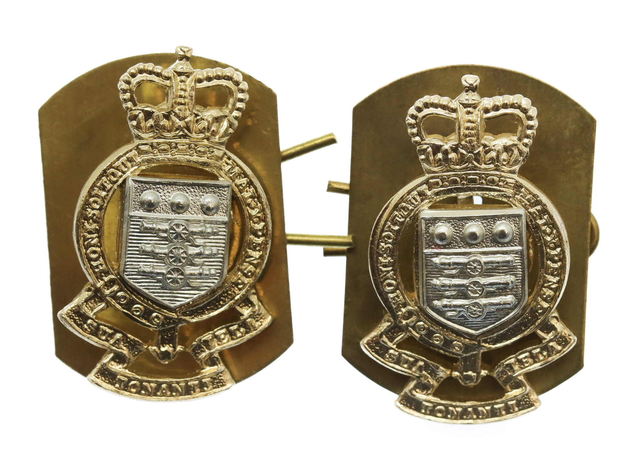 Pair of Royal Army Ordnance Corps (R.A.O.C.) Anodised (Staybrite) Collar Badges