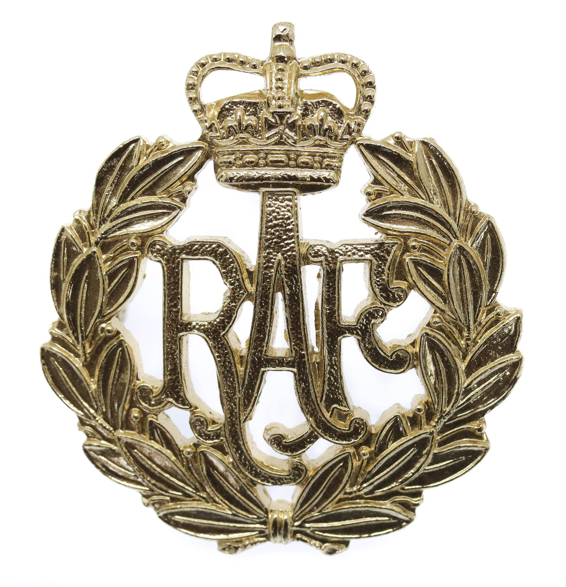 Royal Air Force (R.A.F.) Anodised (Staybrite) Cap Badge - Queen's Crown