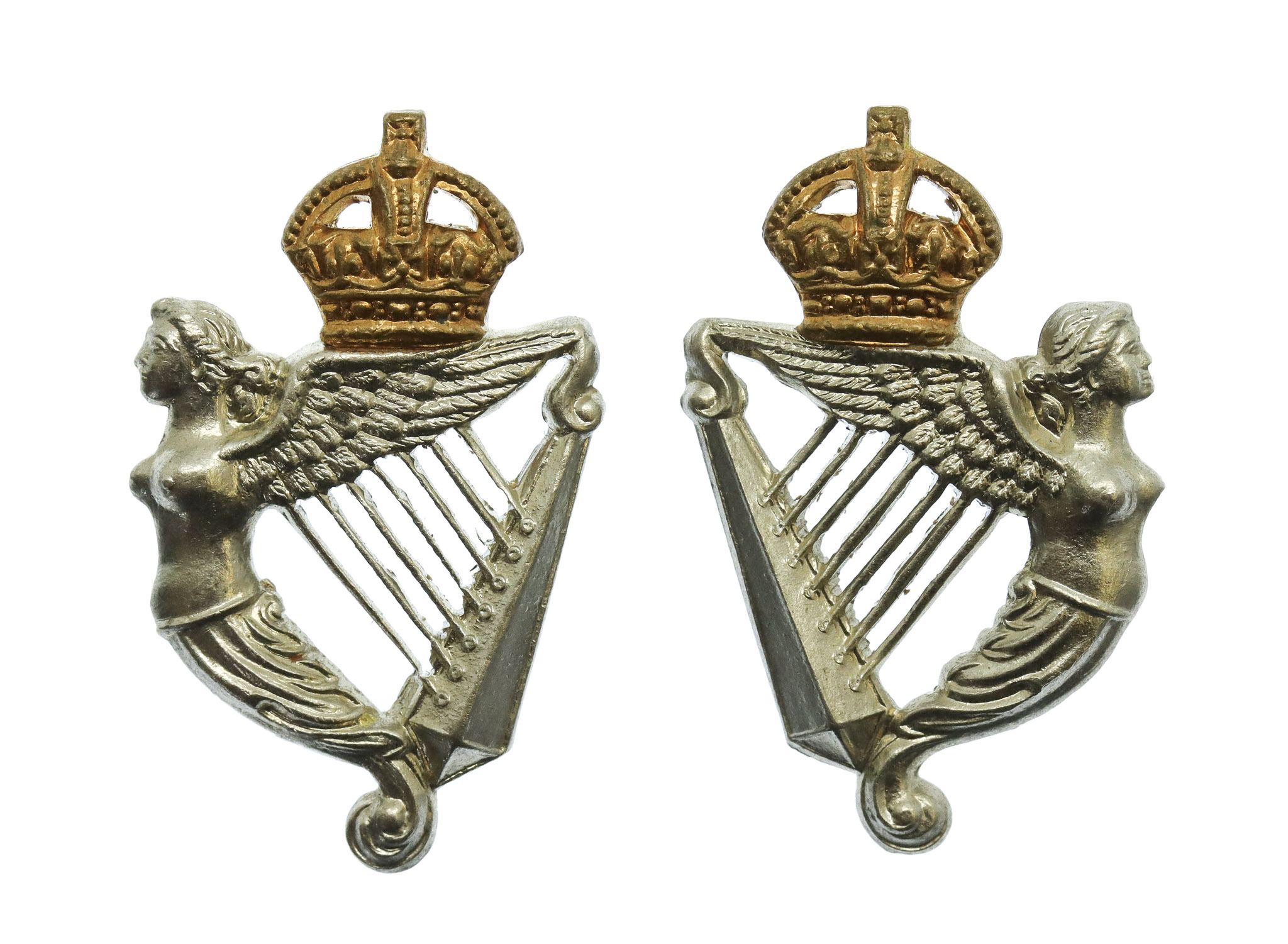 Pair of 8th King's Royal Irish Hussars Collar Badges - King;'s Crown