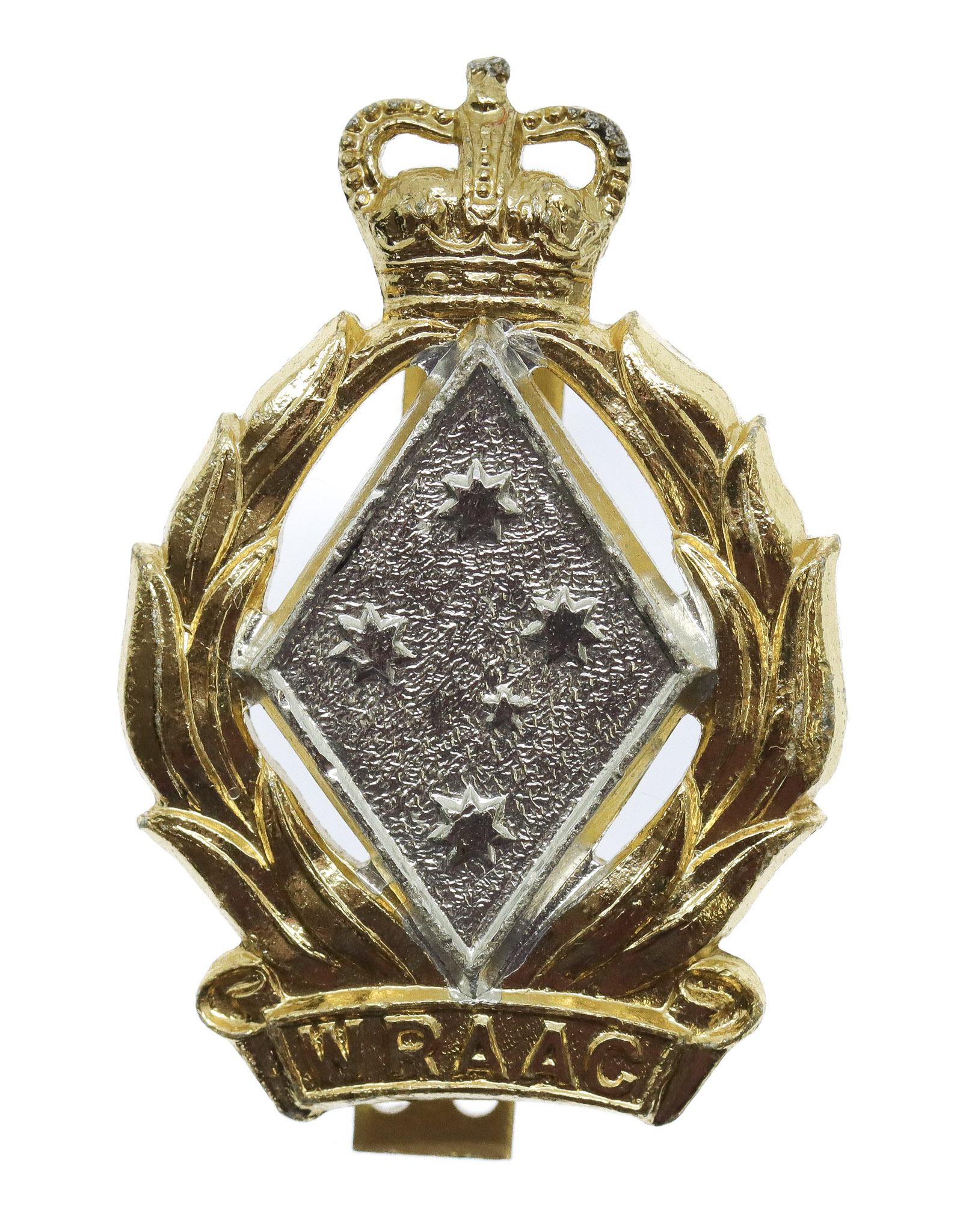 Women's Royal Australian Army Corps (W.R.A.A.C.) Anodised (Staybrite) Hat Badge - Queen's Crown