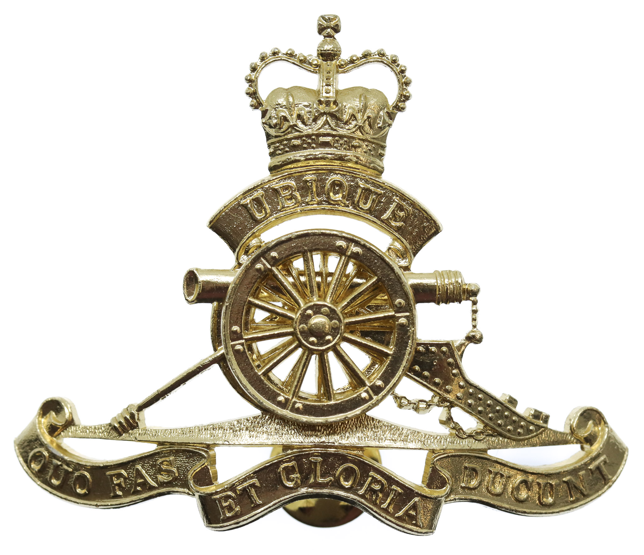 Royal Australian Artillery Anodised (Staybrite) Hat Badge - Queen's Crown