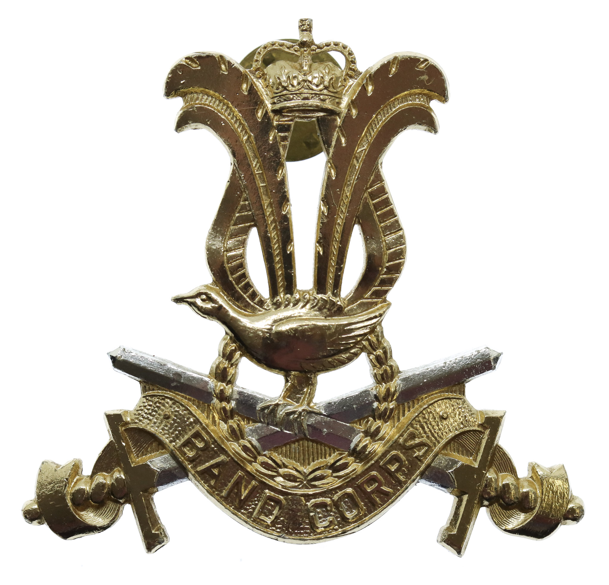 Australian Army Band Corps Anodised (Staybrite) Hat Badge - Queen's Crown