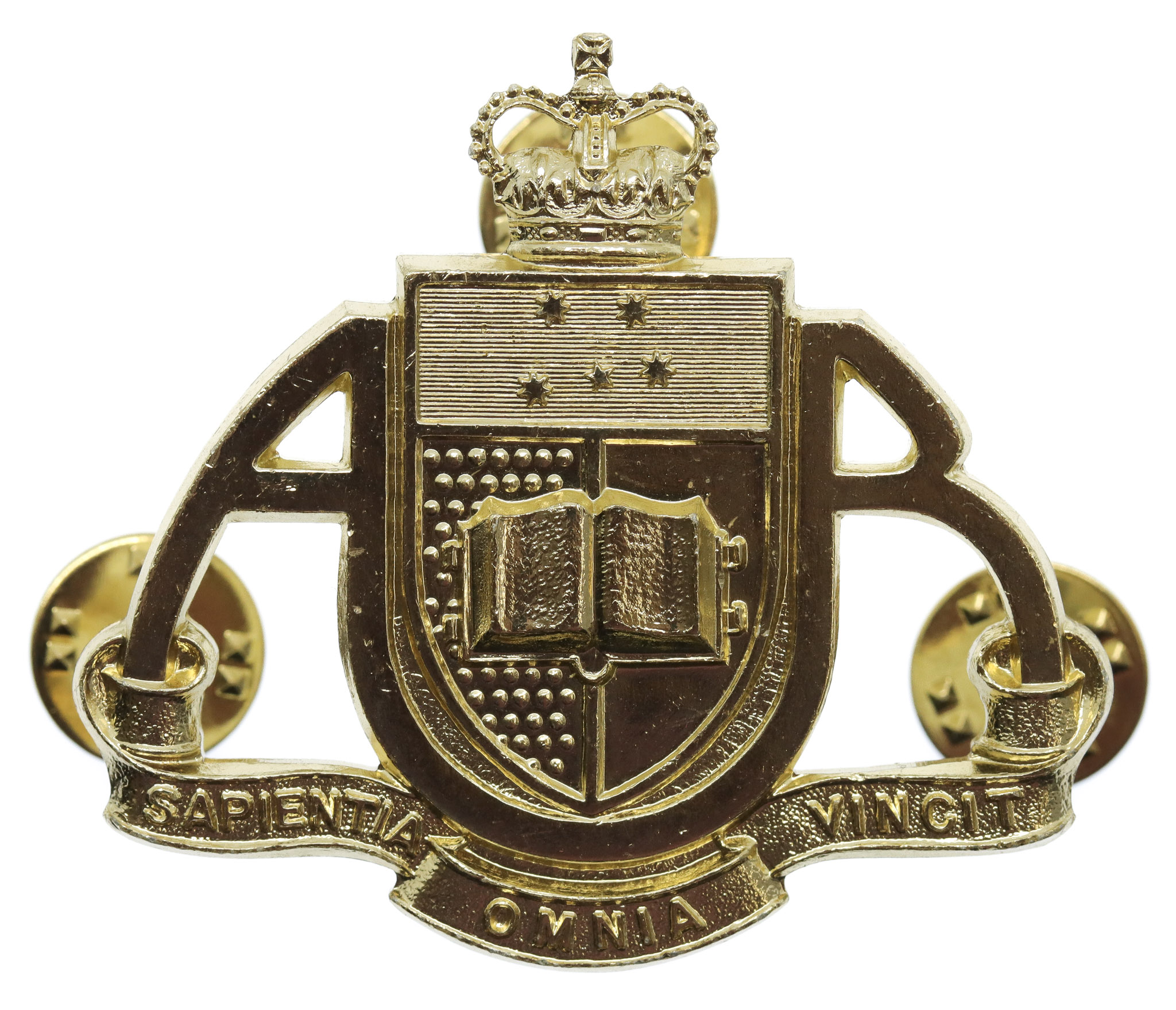 Australian Adelaide University Regiment Anodised (Staybrite) Hat Badge - Queen's Crown