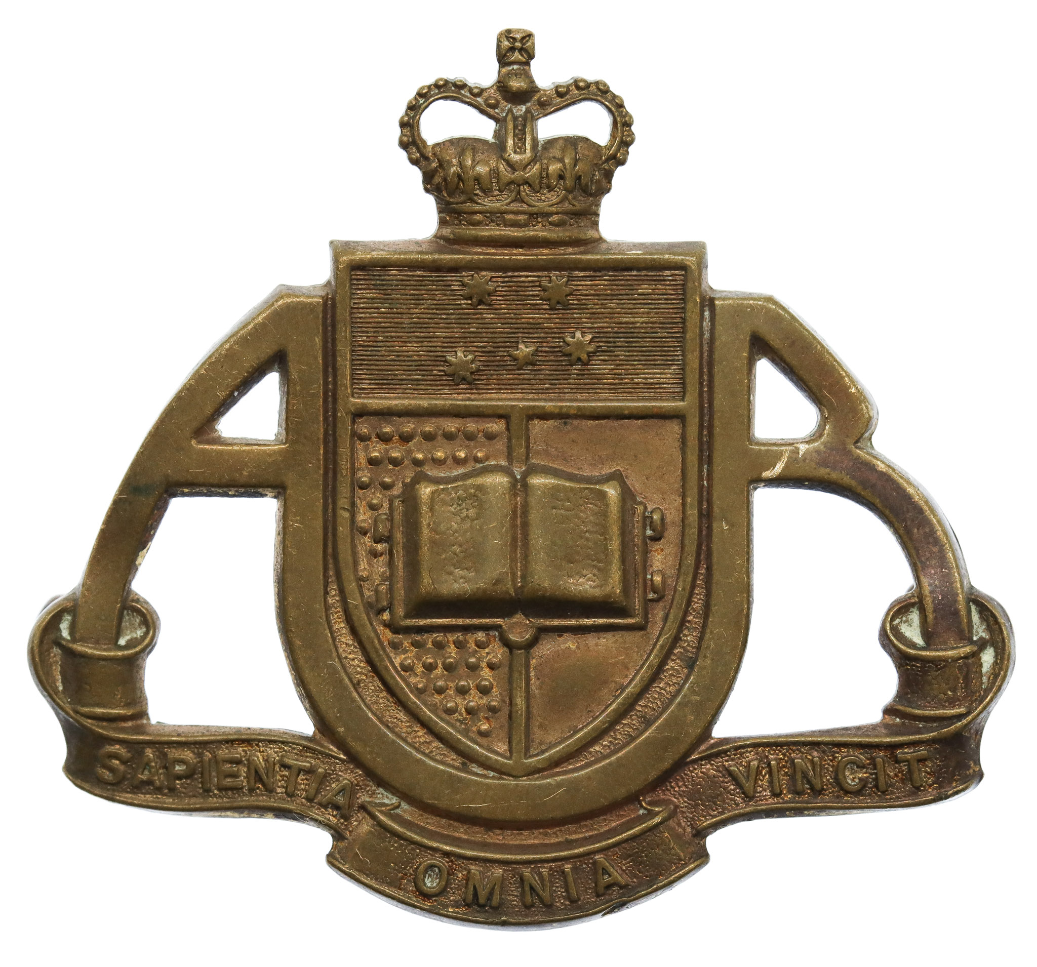 Australian Adelaide University Regiment Hat Badge - Queen's Crown