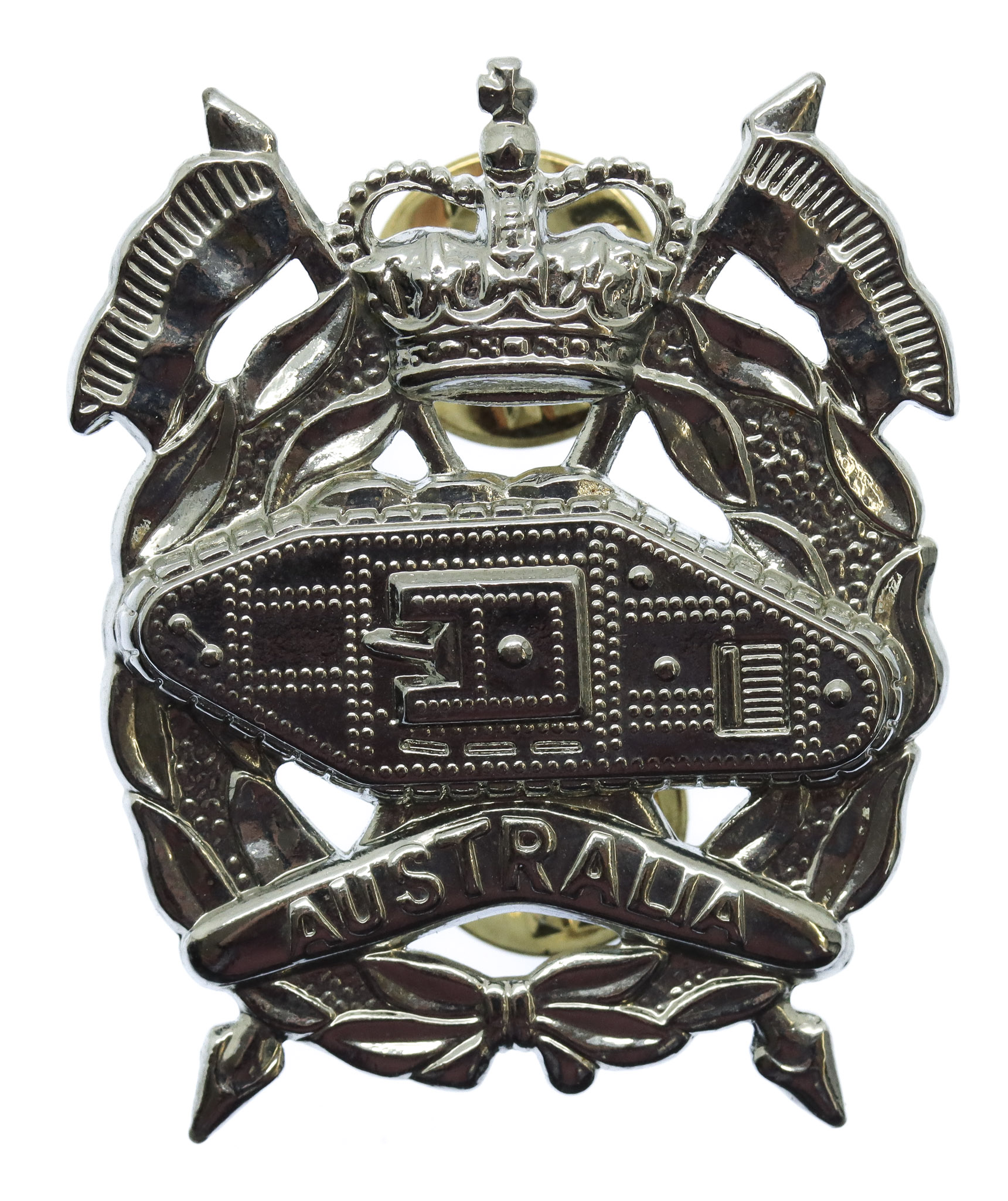 Royal Australian Armoured Corps Hat Badge - Queen's Crown