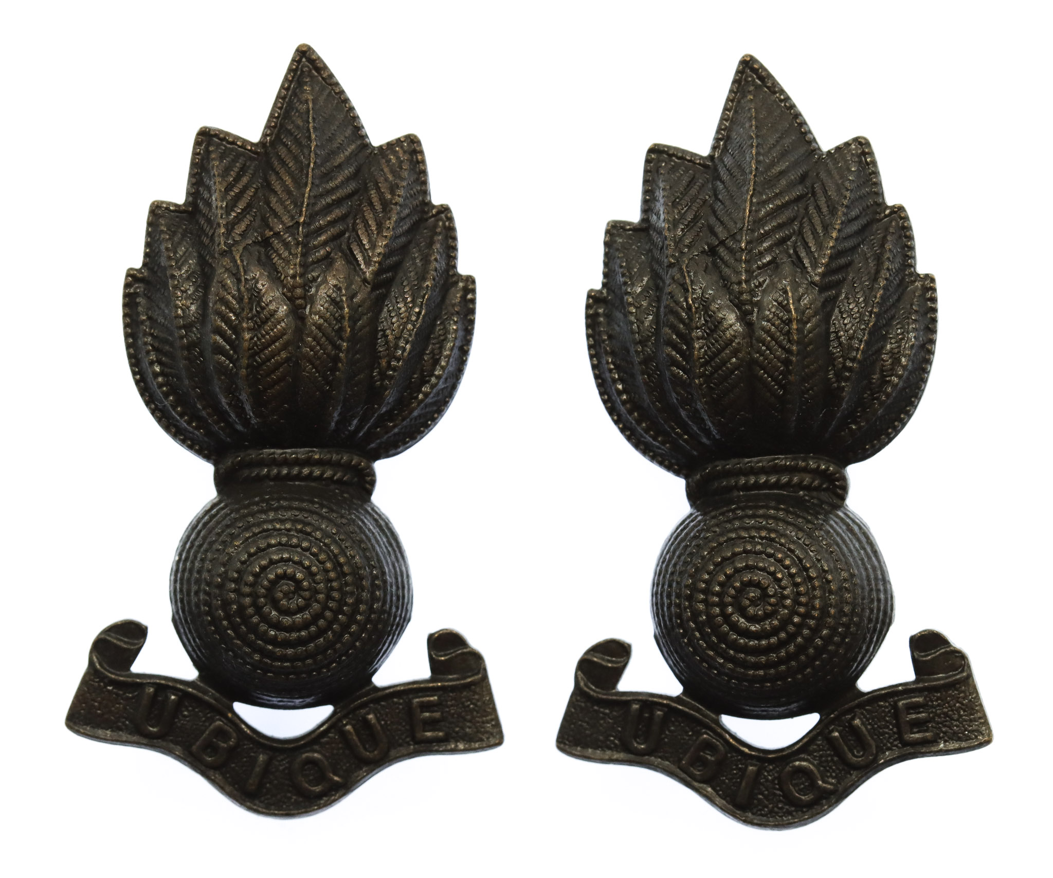 Pair of Royal Engineers Officer's Bronze Collar Badges