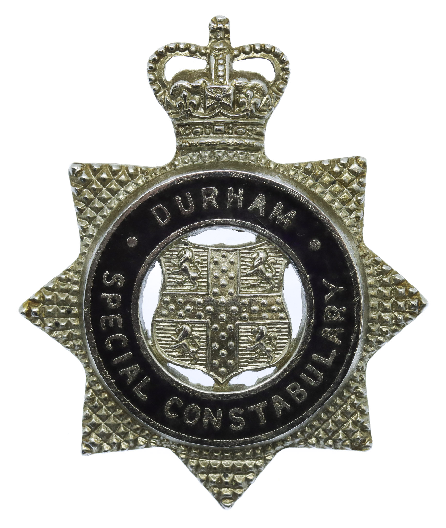 Durham Special Constabulary Senior Officer's Enamelled Cap Badge - Queen's Crown