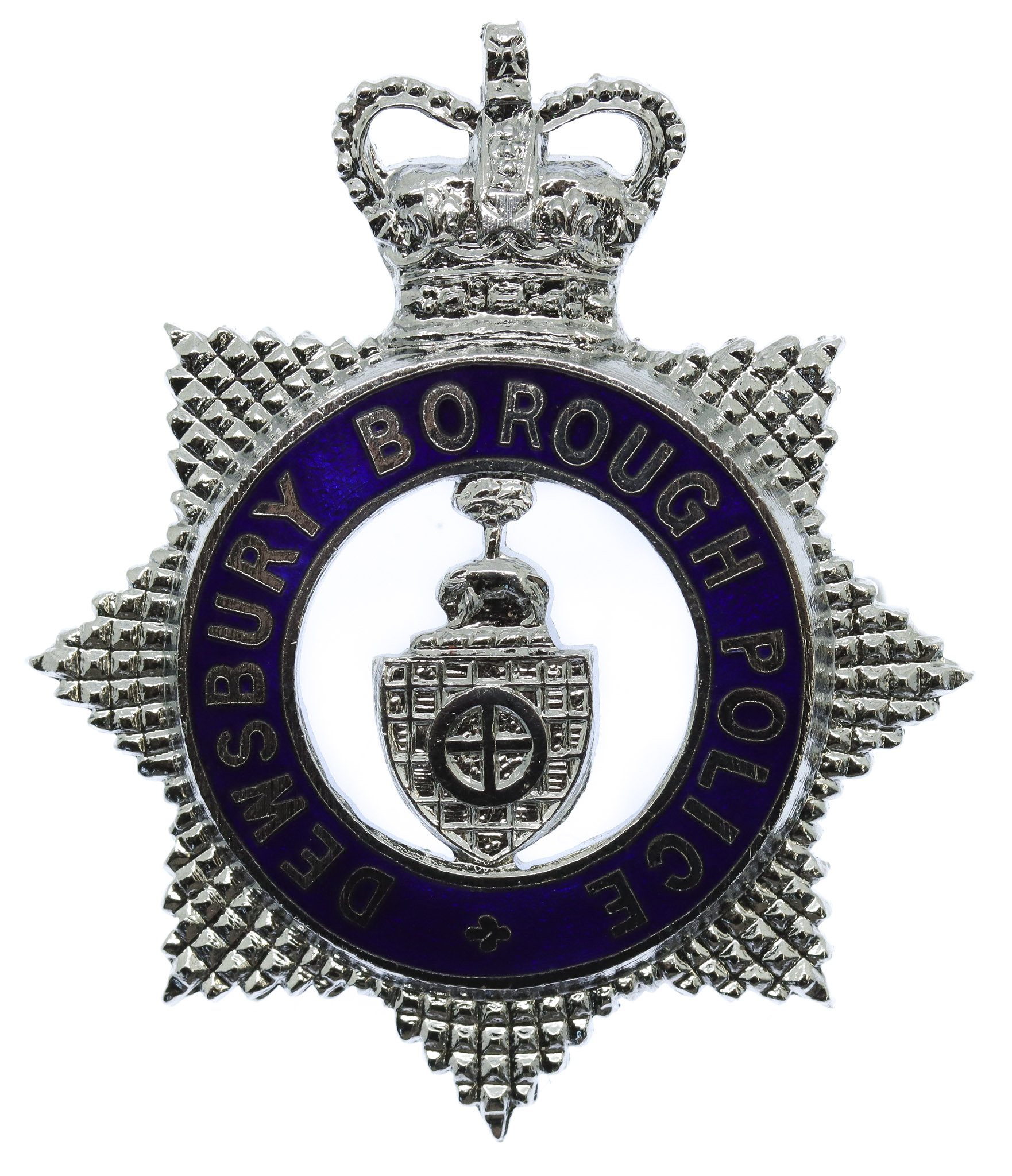 Dewsbury Borough Police Senior Officer's Enamelled Cap Badge - Queen's Crown