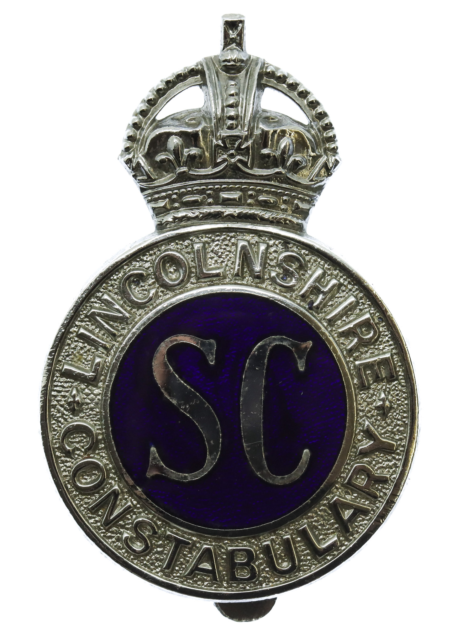 Lincolnshire Special Constabulary Enamelled Cap Badge - King's Crown