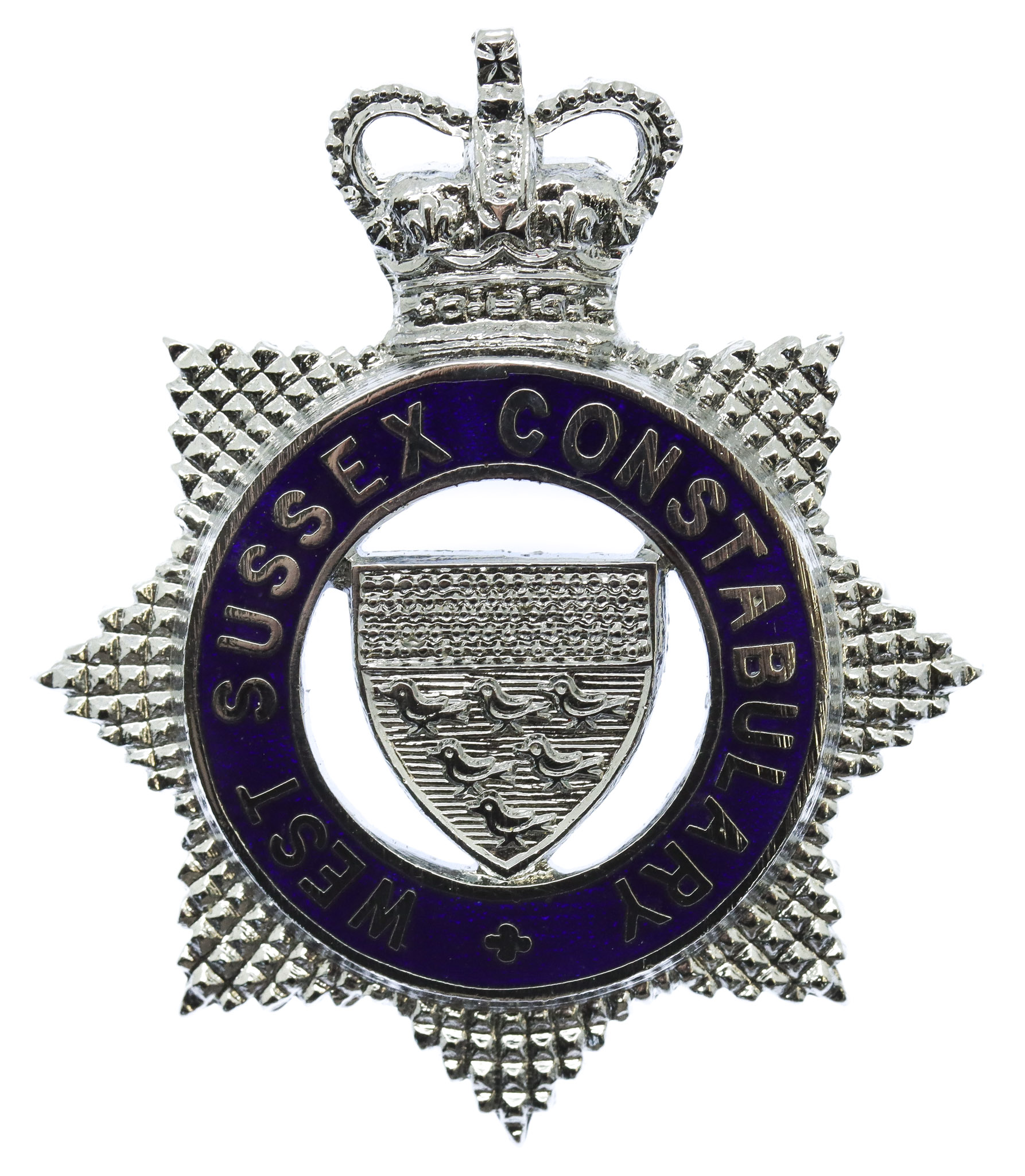 West Sussex Constabulary Senior Officer's Enamelled Cap Badge - Queen's Crown
