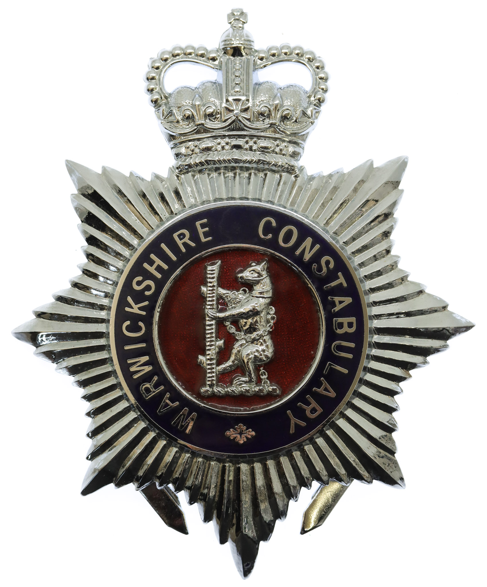 Warwickshire Constabulary Enamelled Helmet Plate - Queen's Crown