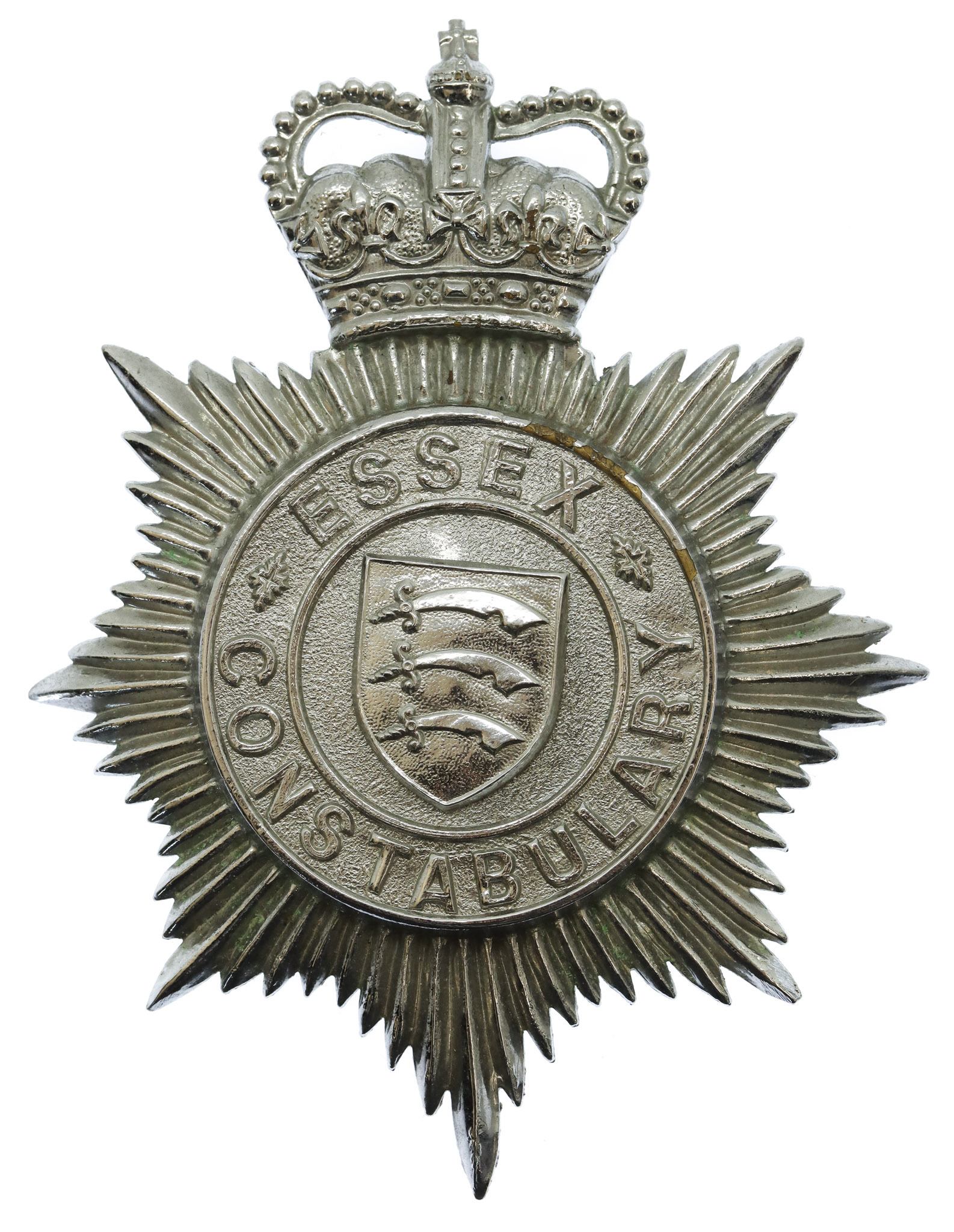 Essex Constabulary Helmet Plate - Queen's Crown