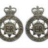 Pair of Ministry of Defence Police Collar Badges - Queen's Crown