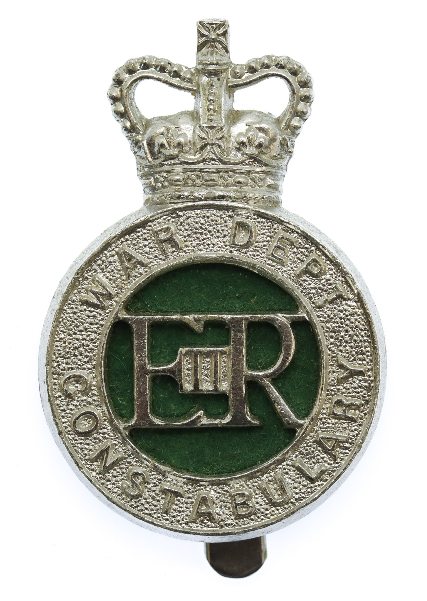 War Department Constabulary Anodised (Staybrite) Cap Badge - Queen's Crown