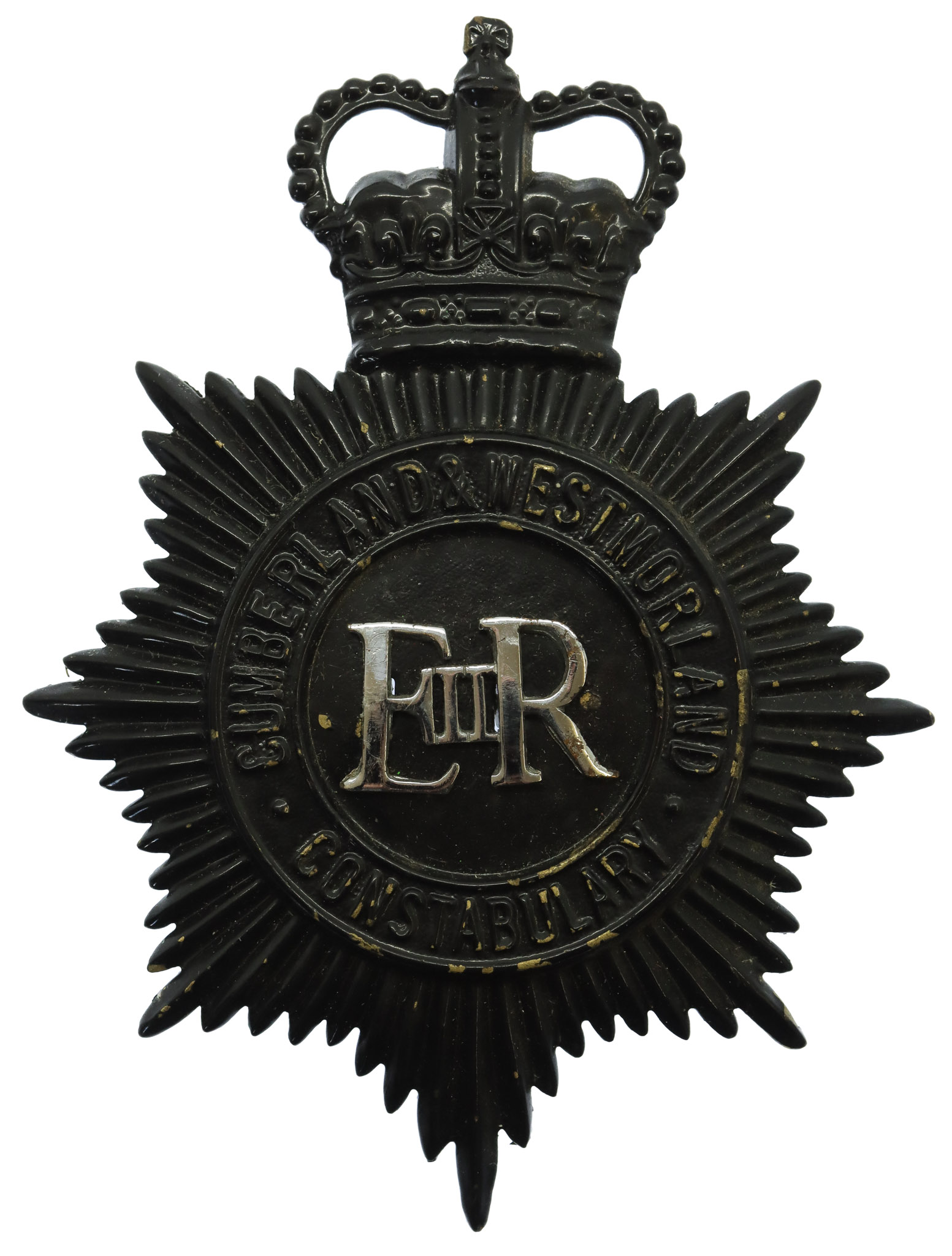 Cumberland & Westmorland Constabulary Night Helmet Plate - Queen's Crown