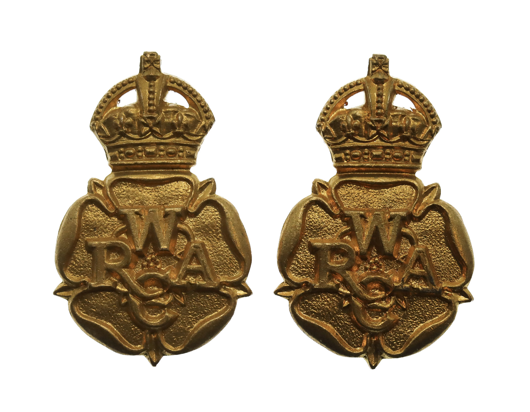 Pair of Women's Royal Army Corps (W.R.A.C.) Collar Badges - King's Crown
