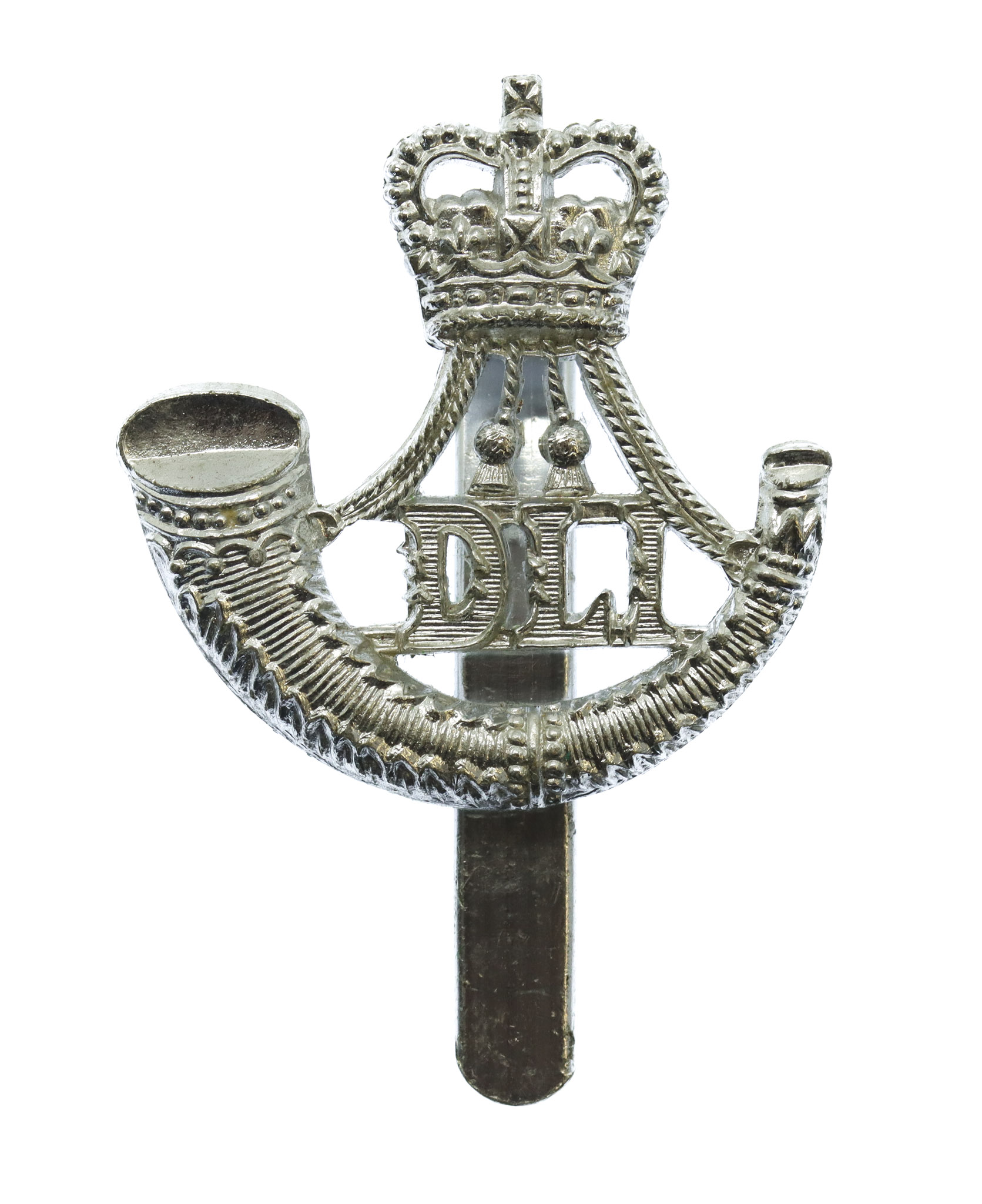 Durham Light Infantry (D.L.I.) Anodised (Staybrite) Beret Badge - Queen's Crown