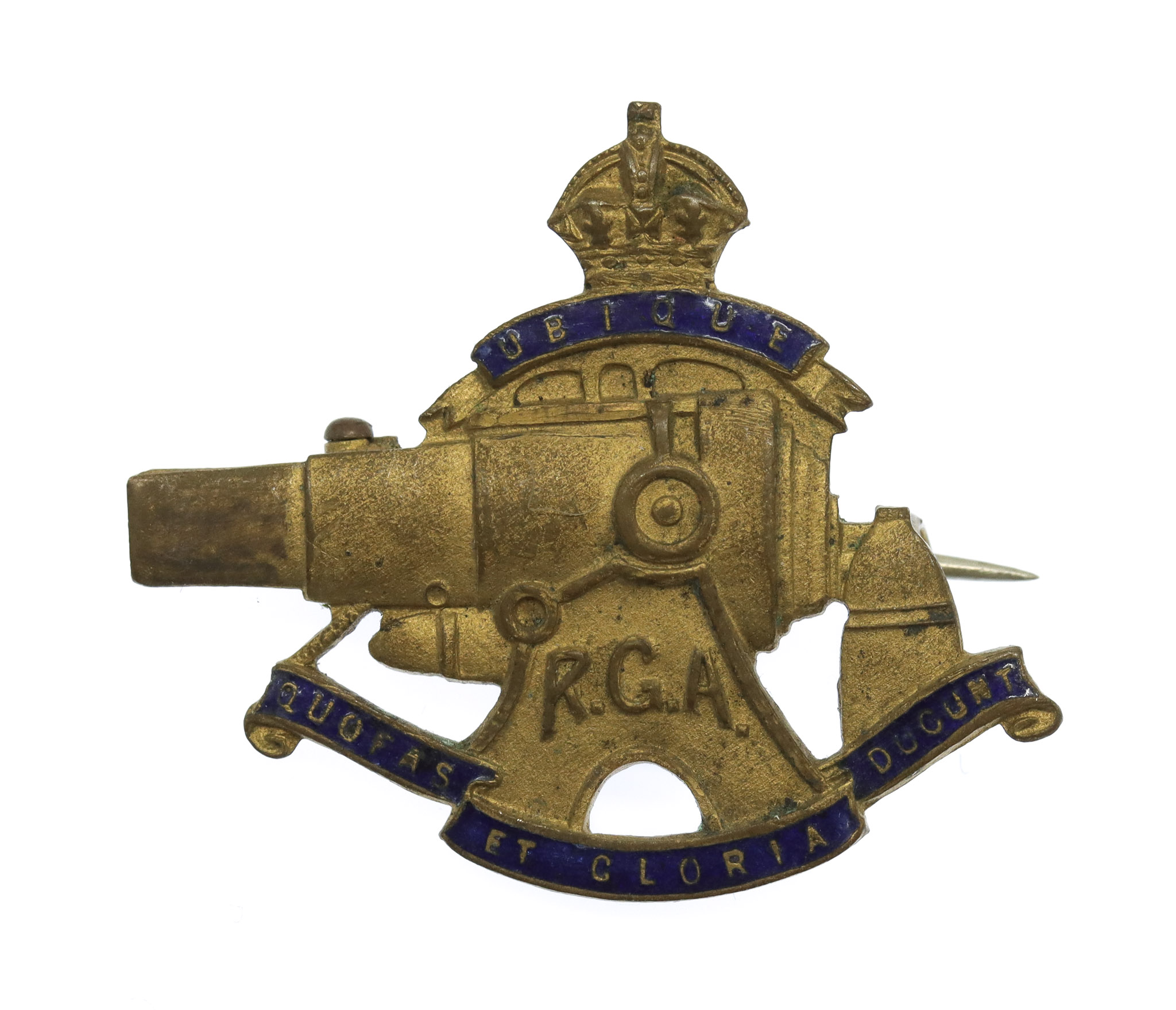 WW1 Royal Garrison Artillery Brass & Enamel Sweetheart Brooch