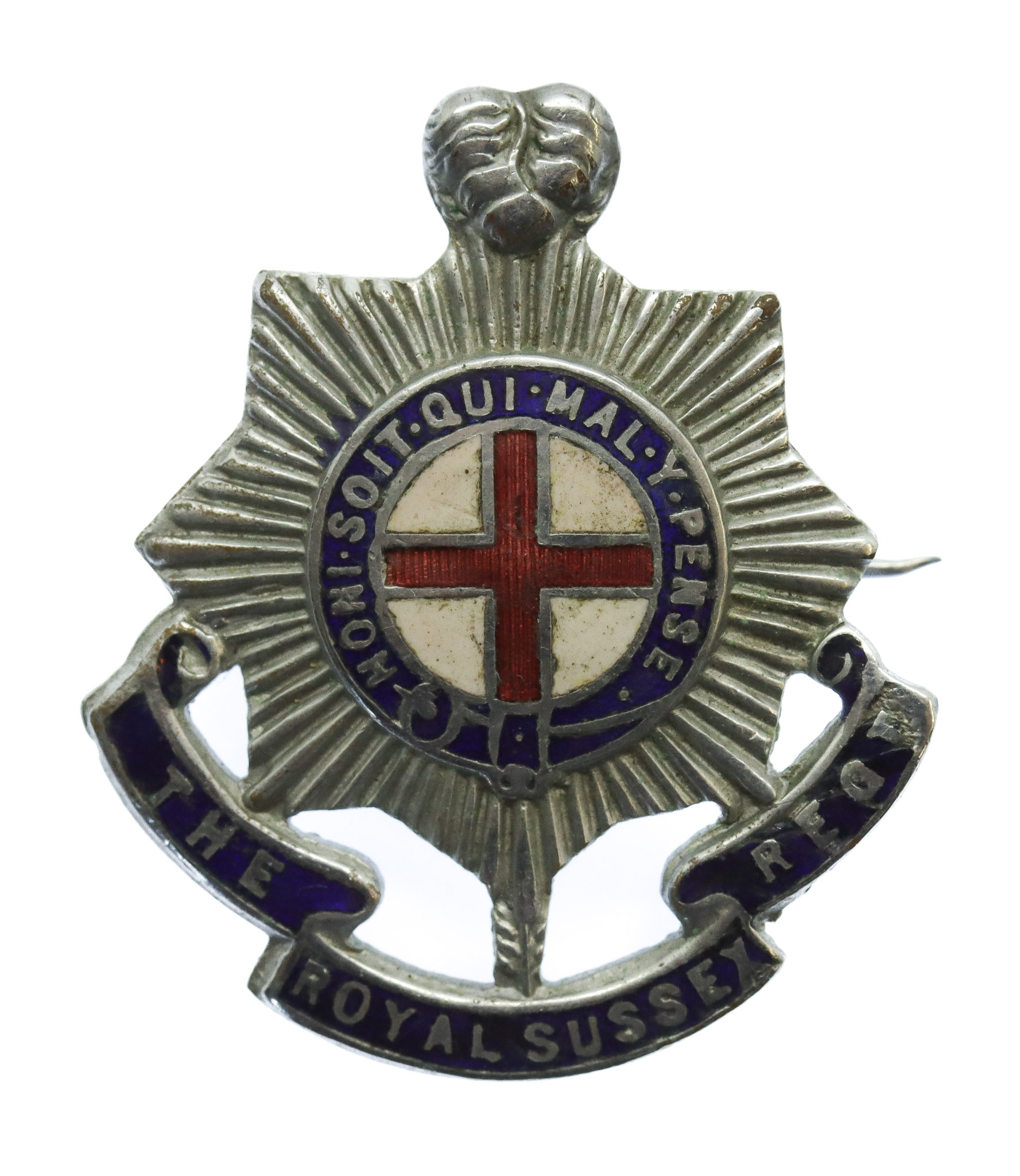Royal Sussex Regiment Enamelled Sweetheart Brooch
