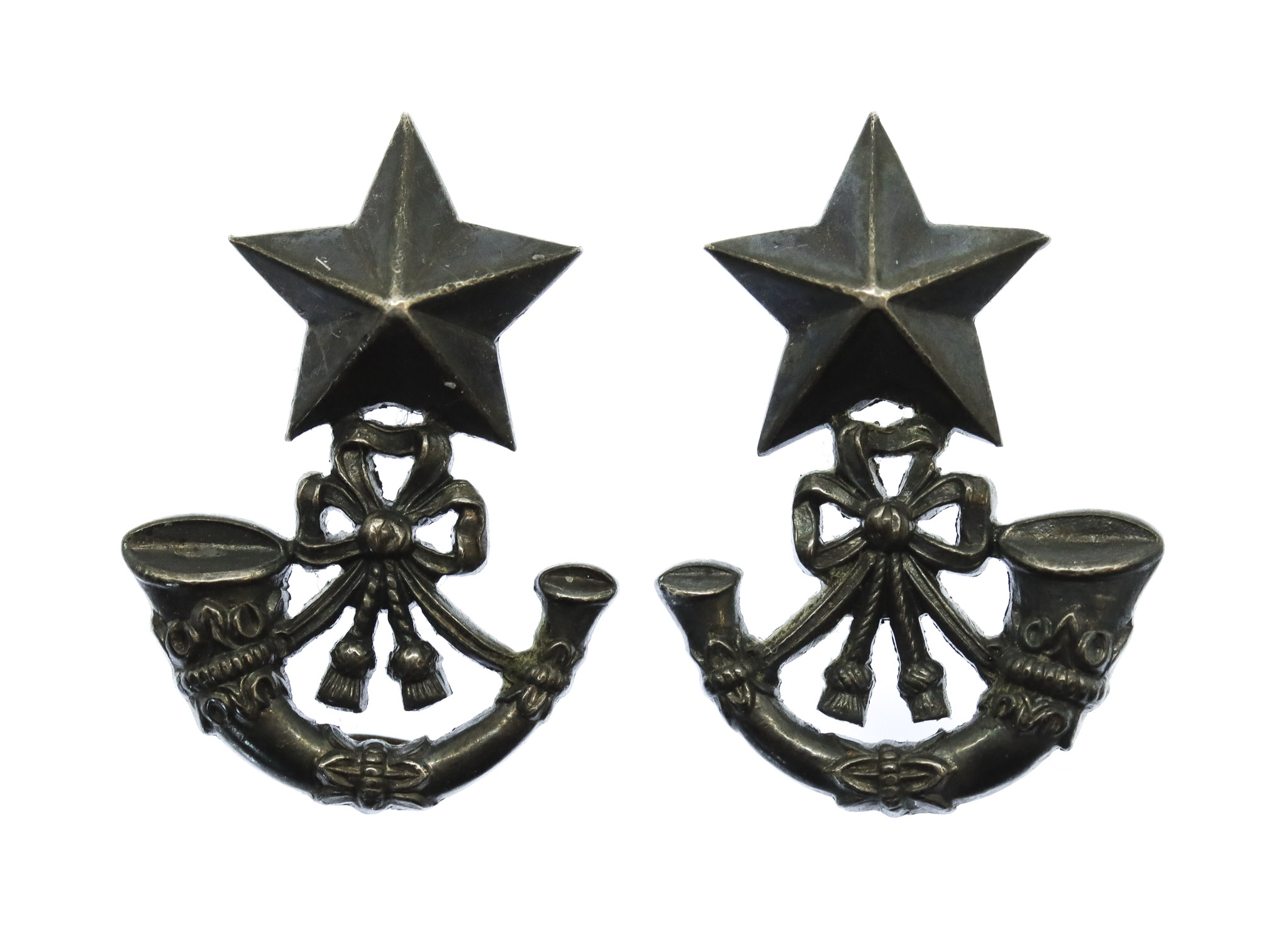 Pair of Cameronians (Scottish Rifles) Officer's Collar Badges