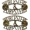 Pair of Worcestershire & Sherwood Foresters (WORCESTERS/&/FORESTERS) Anodised (Staybrite) Shoulder Titles
