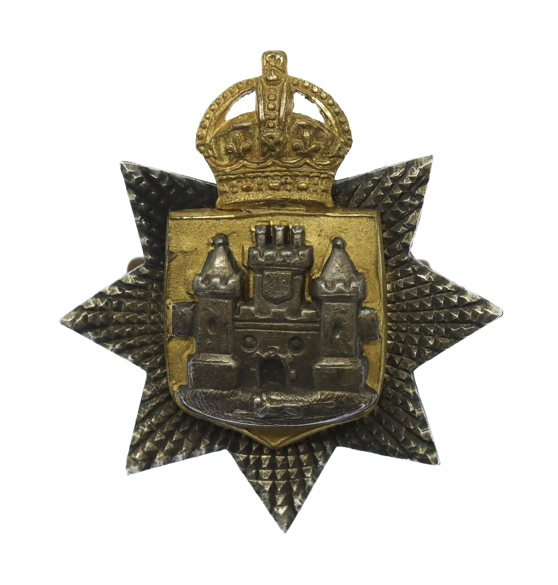 East Surrey Regiment Officer's Silver & Gilt Collar Badge - King's Crown