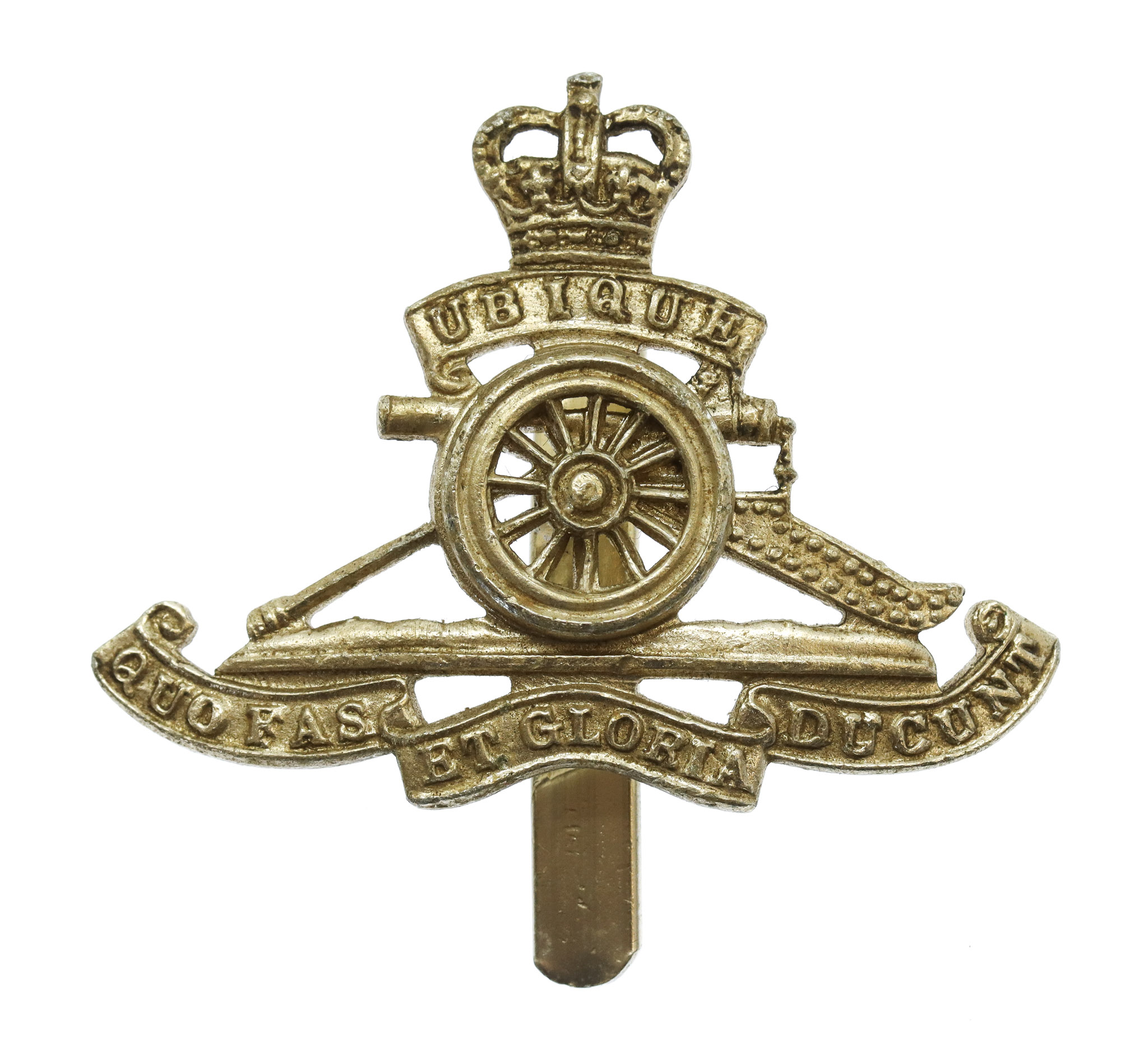 Royal Artillery Anodised (Staybrite) Beret Badge - Queen's Crown
