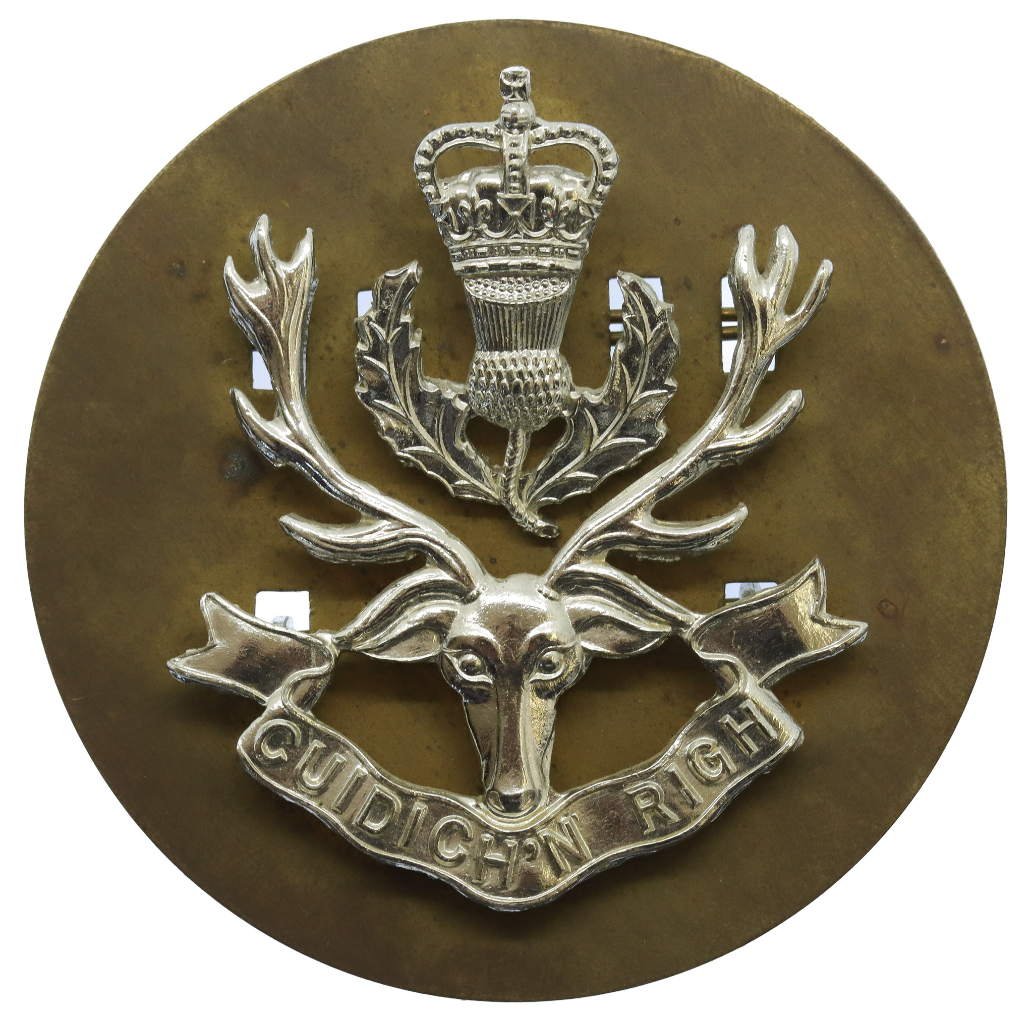 Queen's Own Highlanders Anodised (Staybrite) Cap Badge