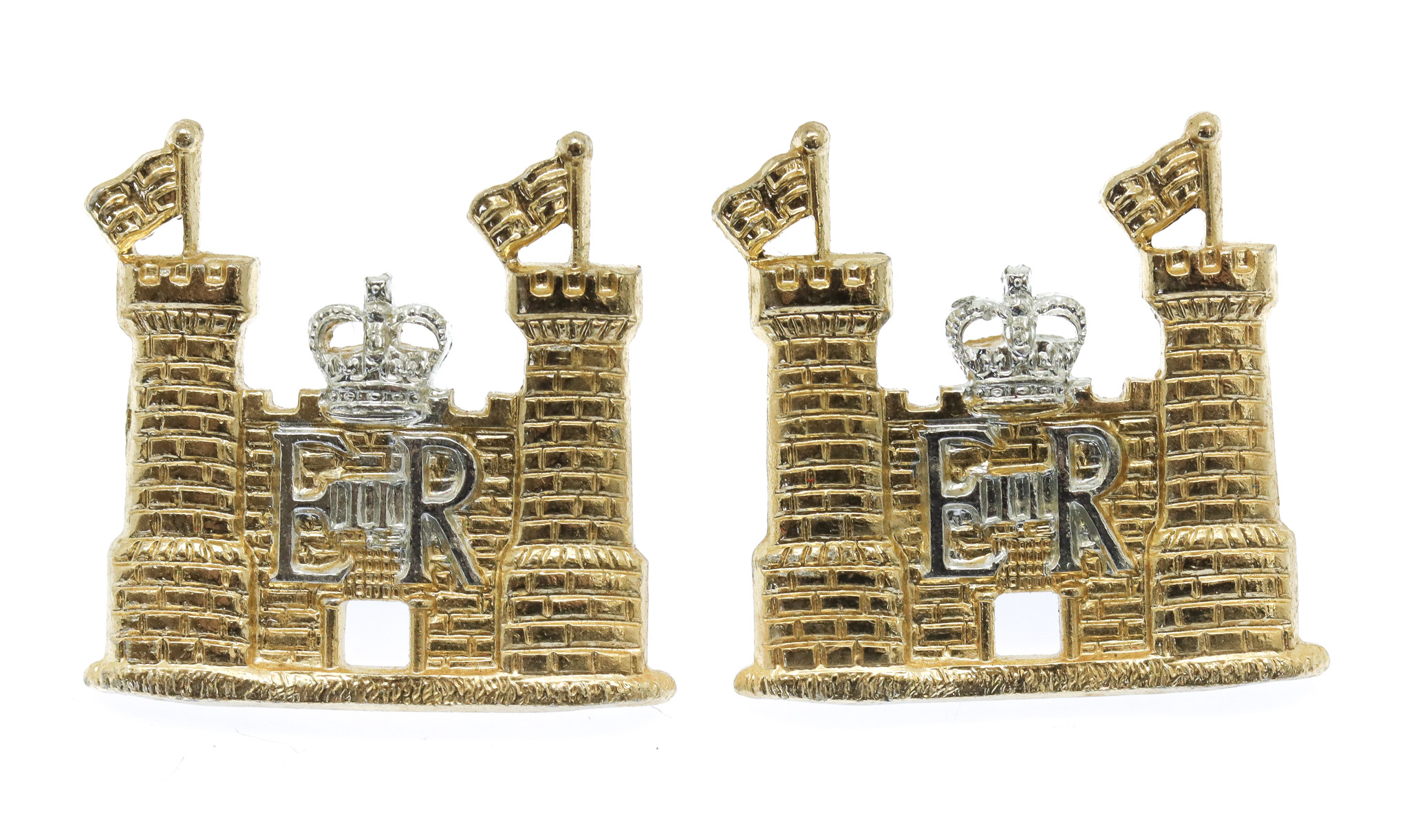Pair of Suffolk & Norfolk Yeomanry Anodised (Staybrite) Collar Badges