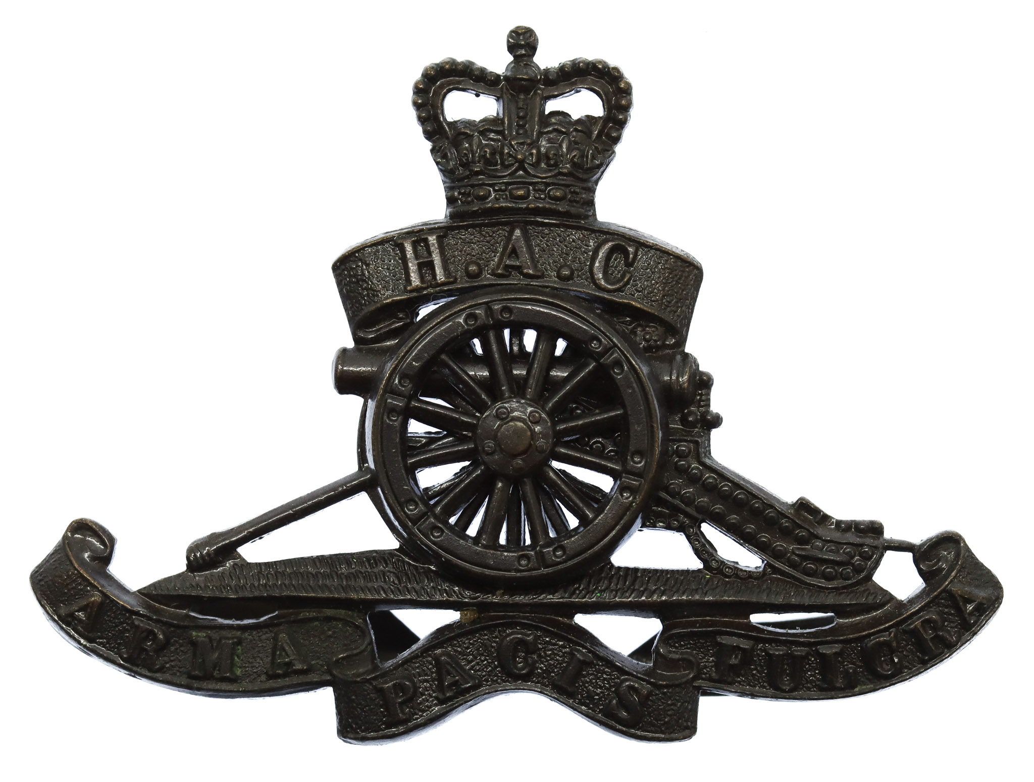 Honourable Artillery Company (H.A.C.) Officer's Service Dress Cap Badge - Queen's Crown
