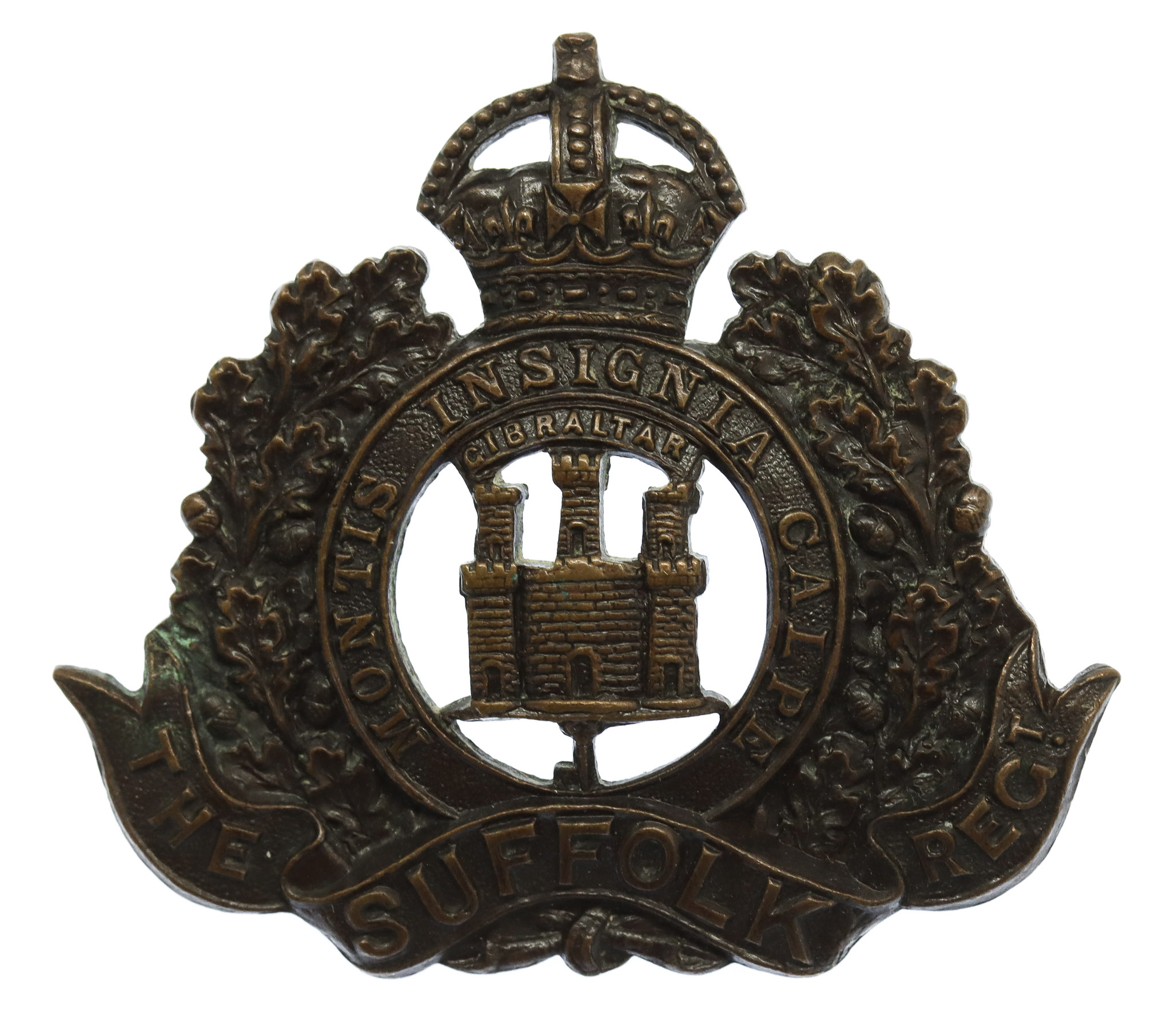 Suffolk Regiment Officer's Service Dress Collar Badge - King's Crown