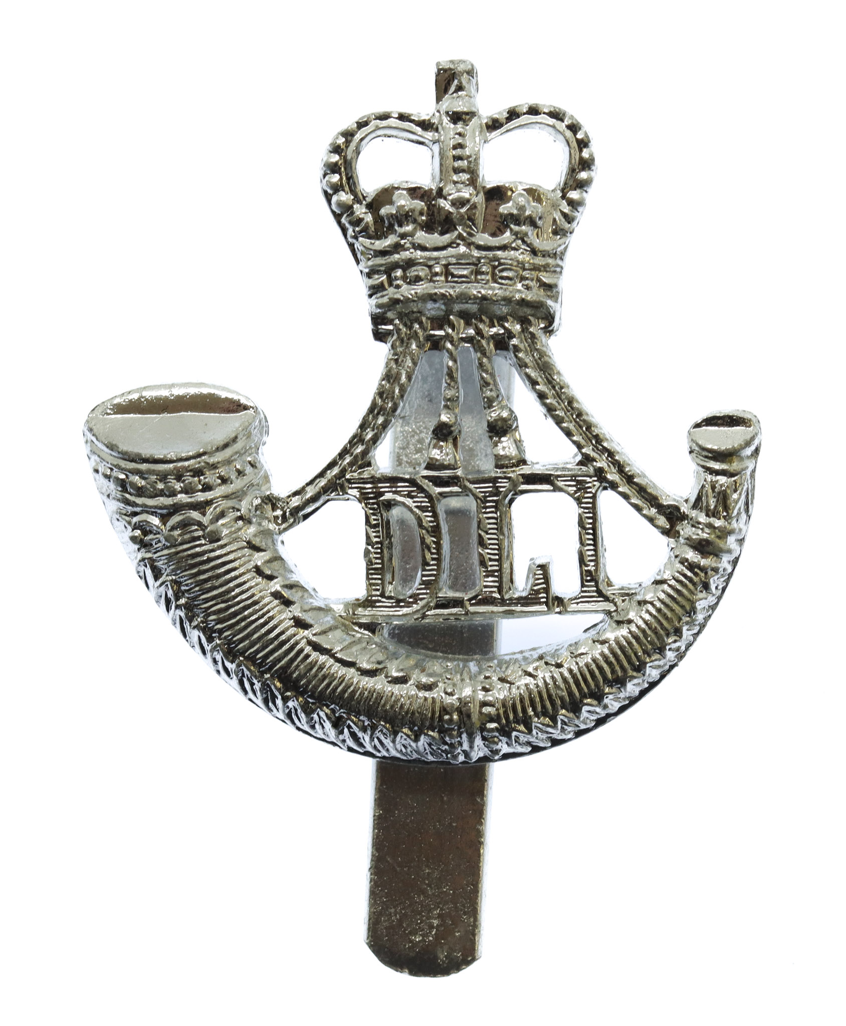 Durham Light Infantry (D.L.I.) Anodised (Staybrite) Beret Badge - Queen's Crown