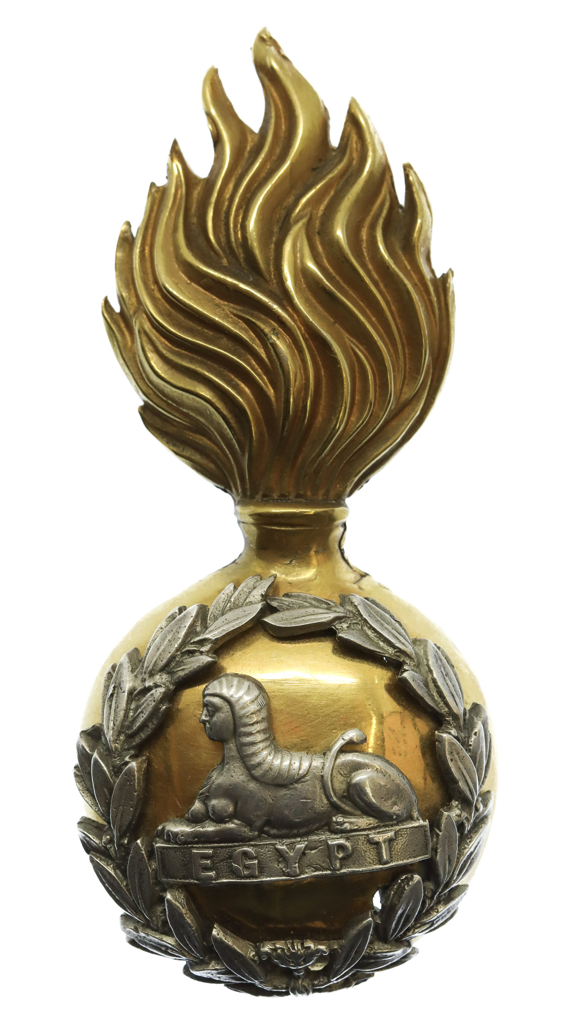 Lancashire Fusiliers Officer's Silvered & Gilt Fur Cap Grenade Badge