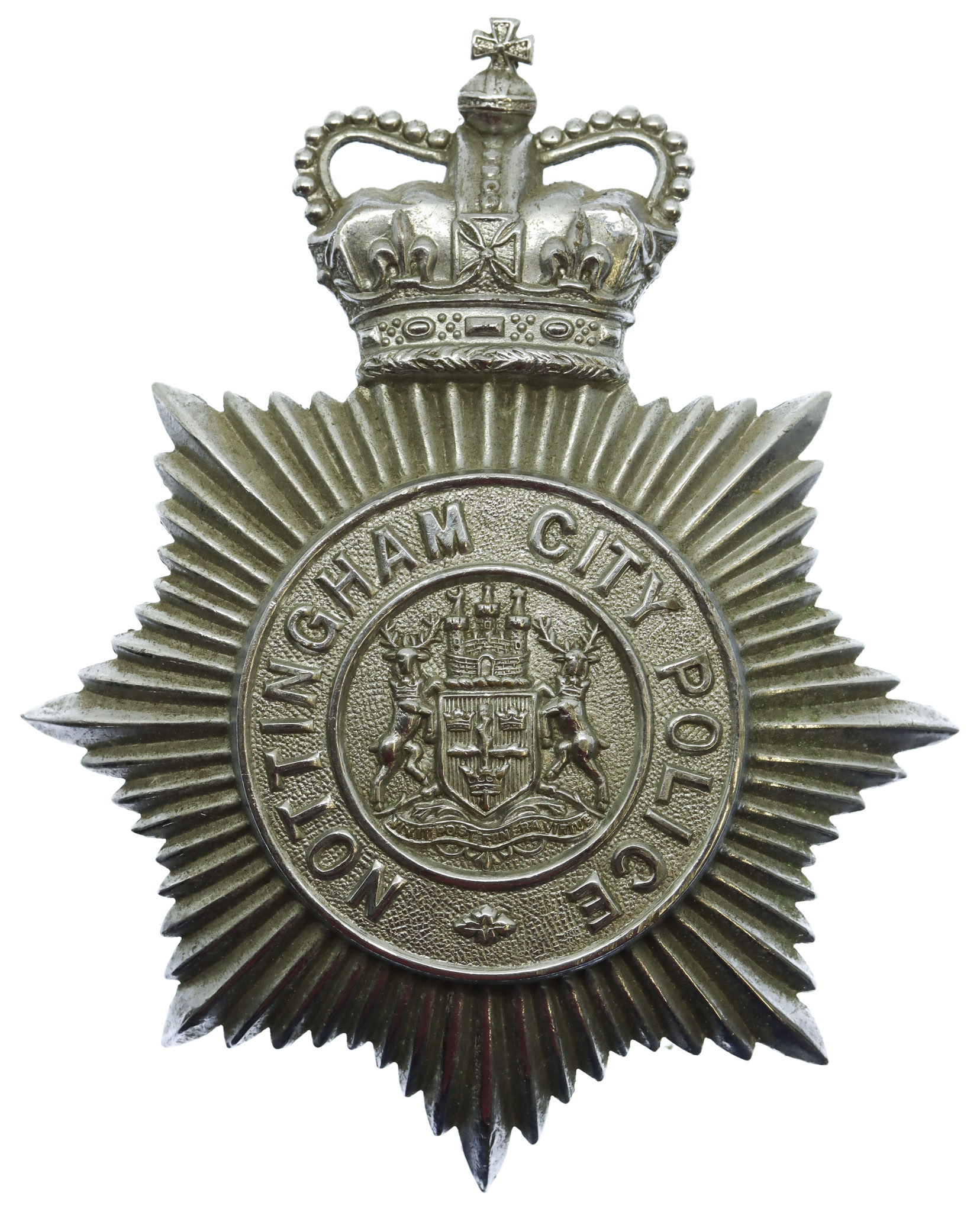 Nottingham City Police Helmet Plate - Queen's Crown