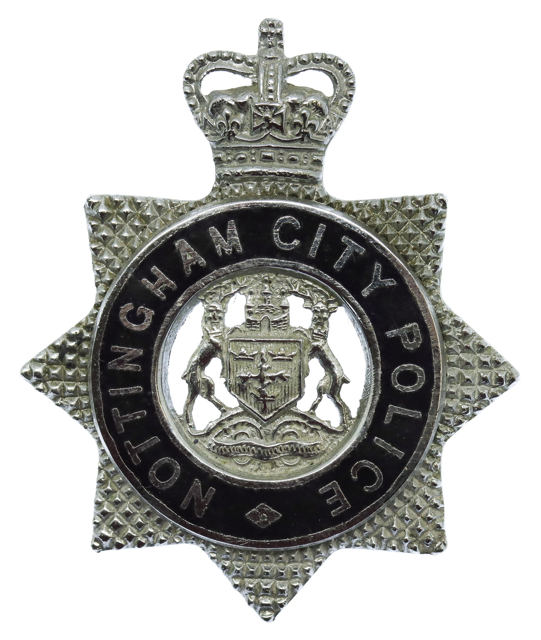 Nottingham City Police Senior Officer's Enamelled Cap Badge - Queen's Crown