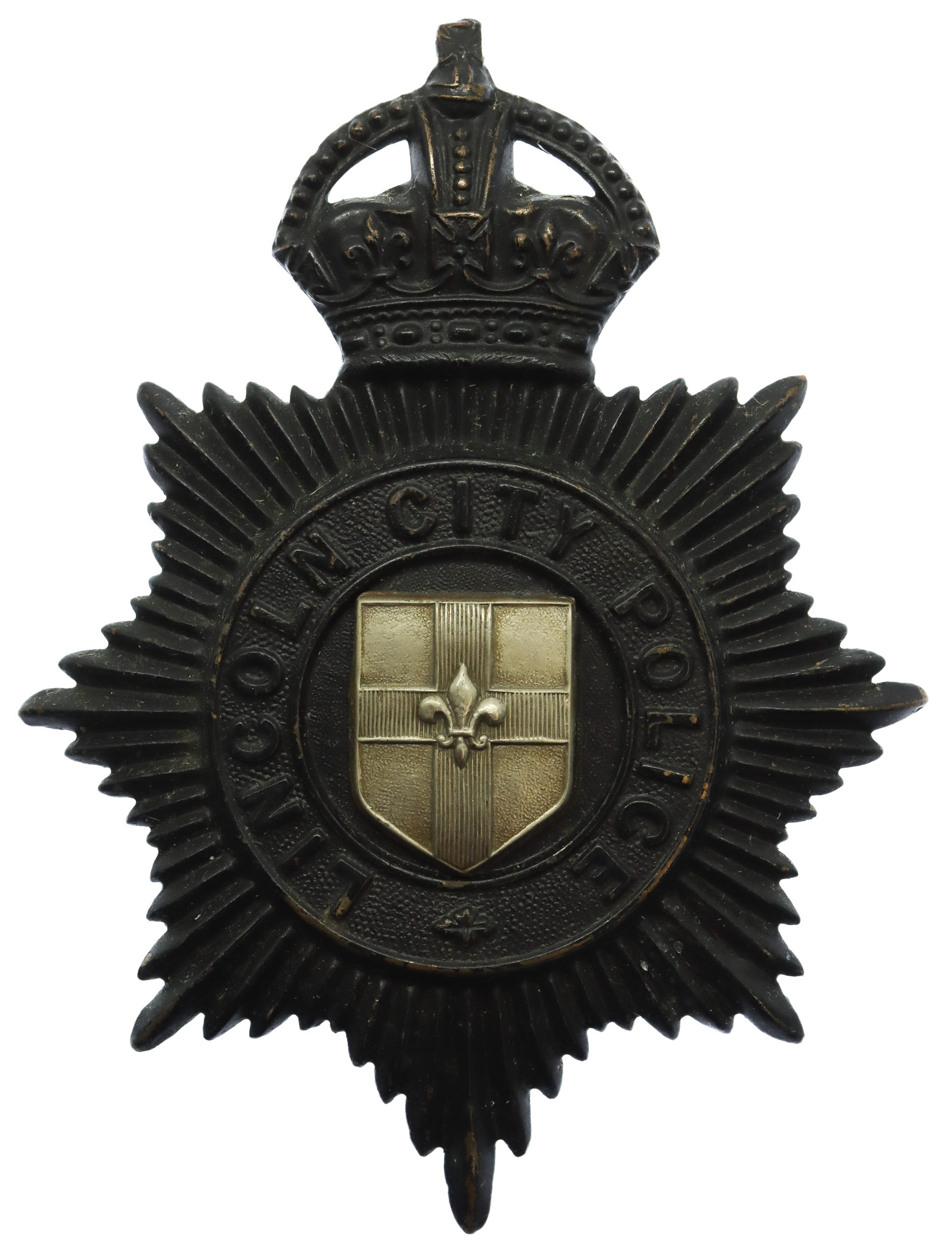 Lincoln City Police Night Helmet Plate - King's Crown