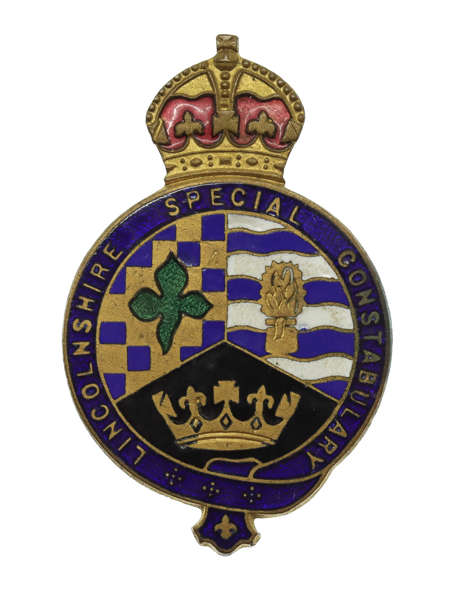 Lincolnshire Special Constabulary Enamelled Lapel Badge - King's Crown