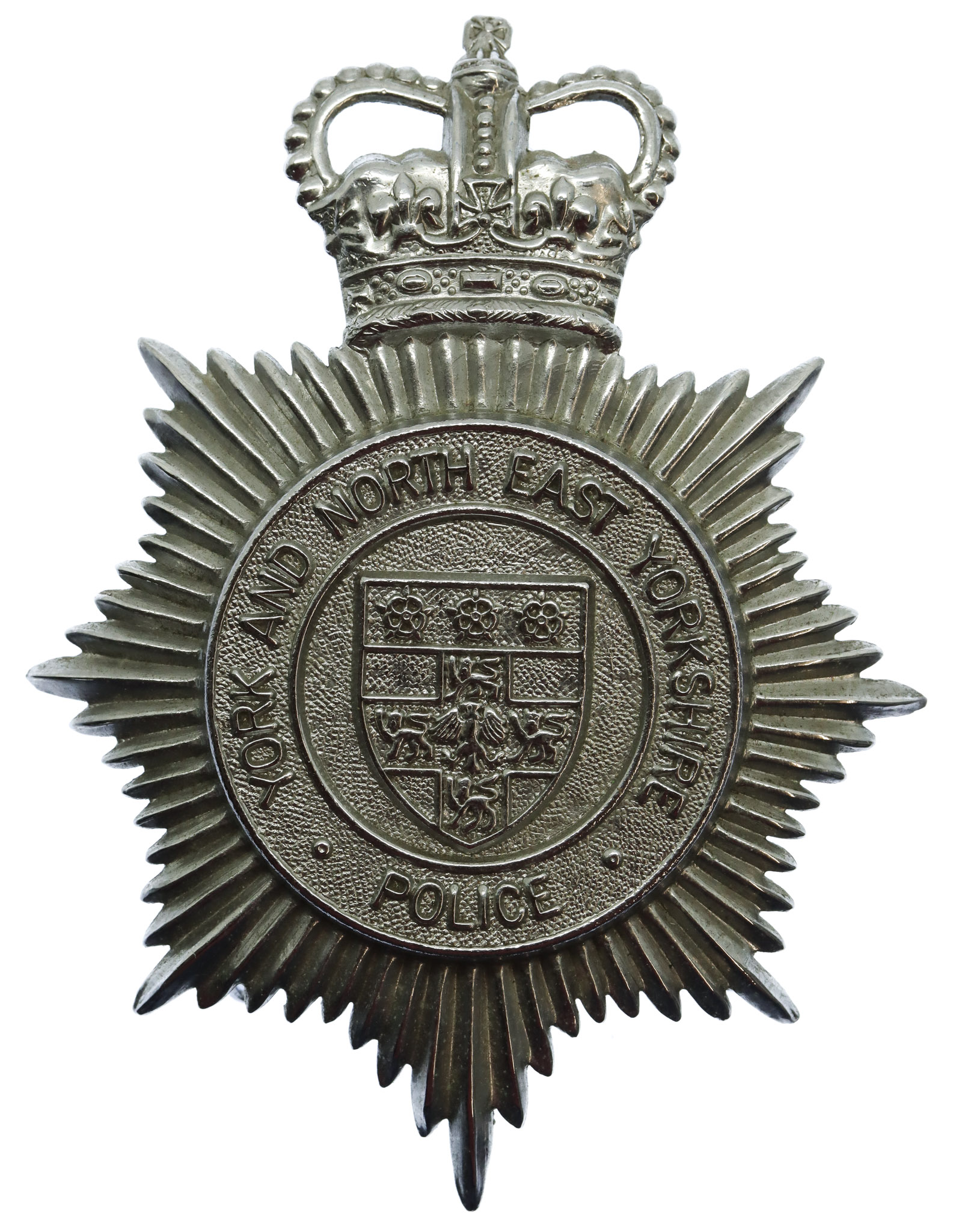 York and North East Yorkshire Police Helmet Plate - Queen's Crown