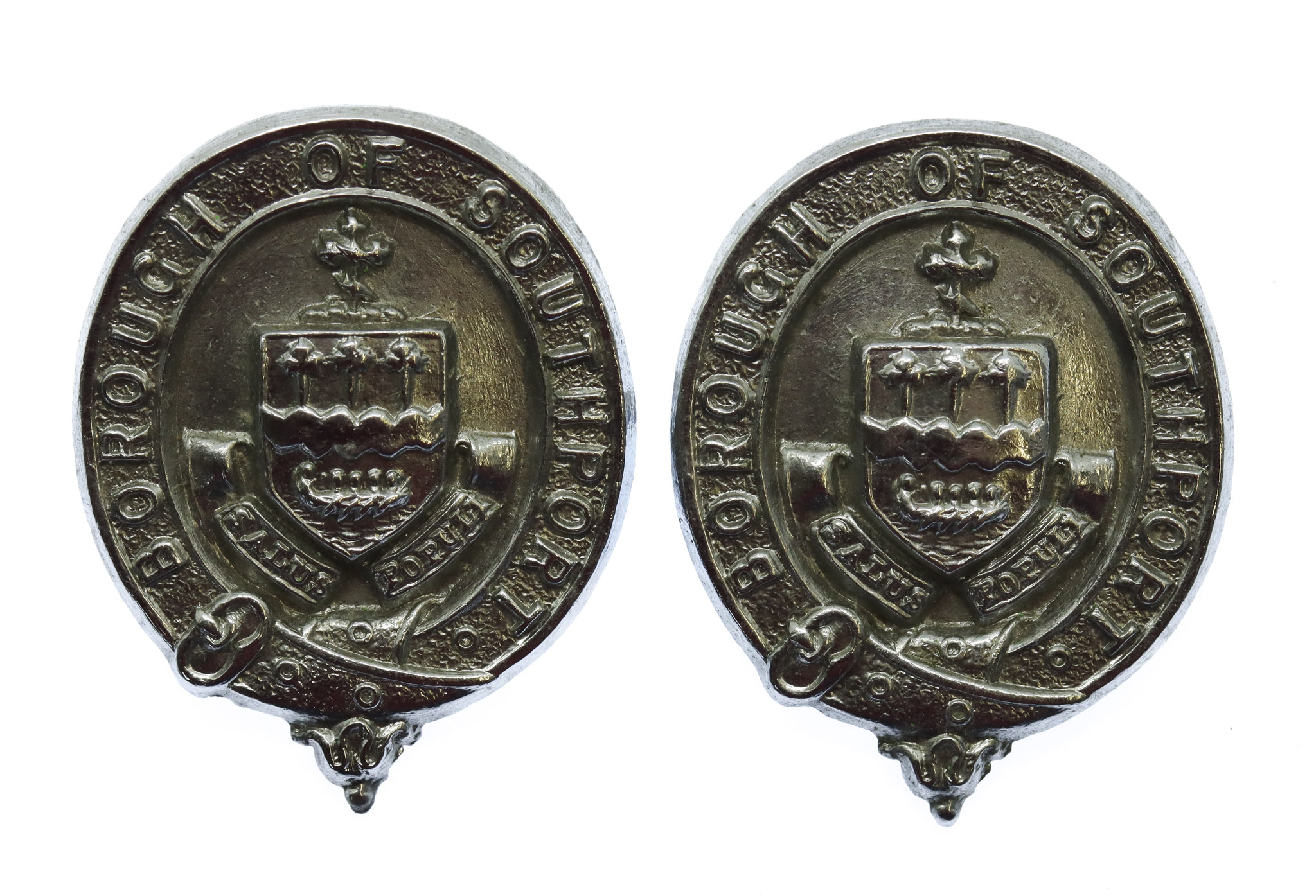 Pair of Southport Borough Police Collar Badges