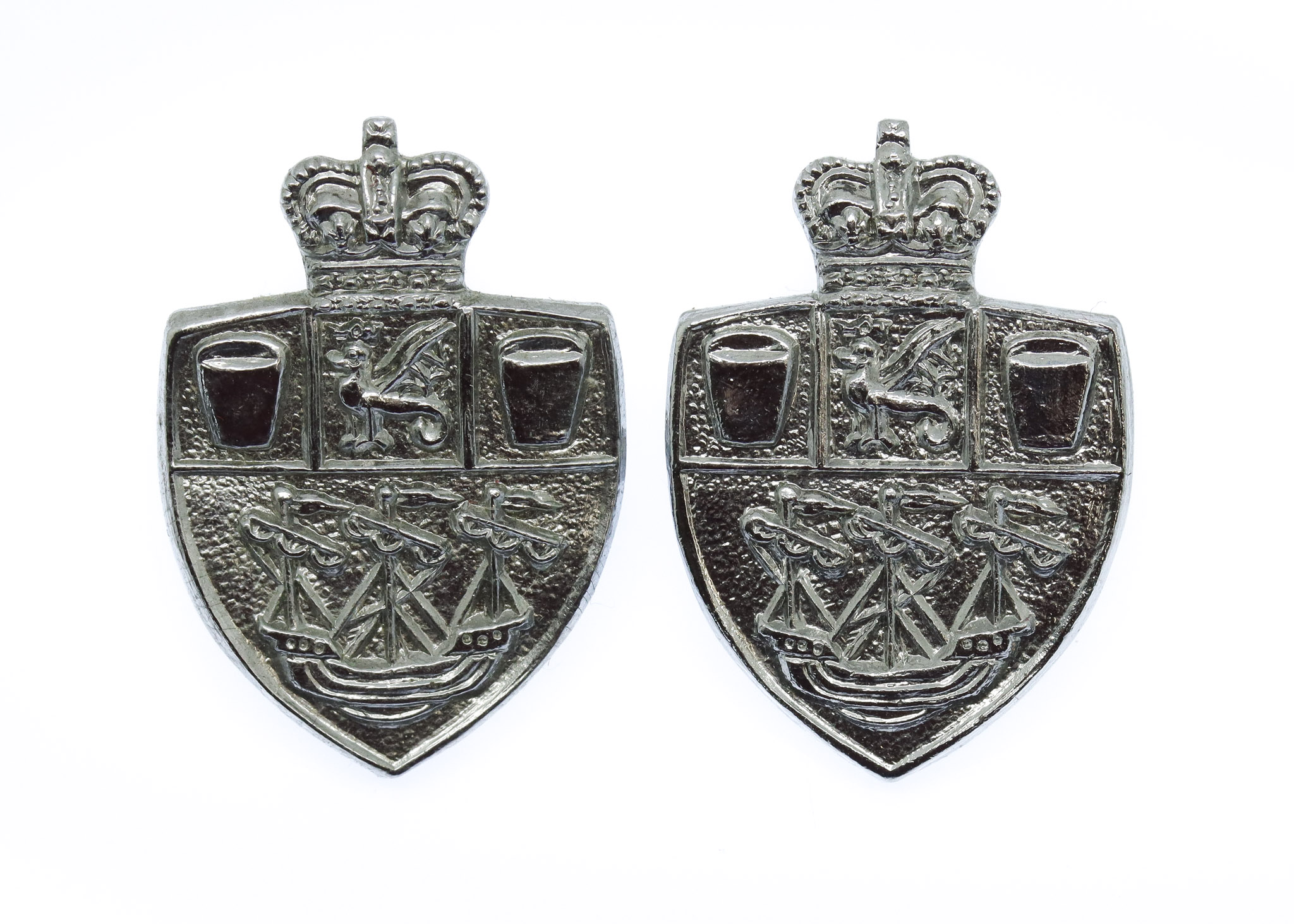 Pair of Teesside Constabulary Collar Badges - Queen's Crown