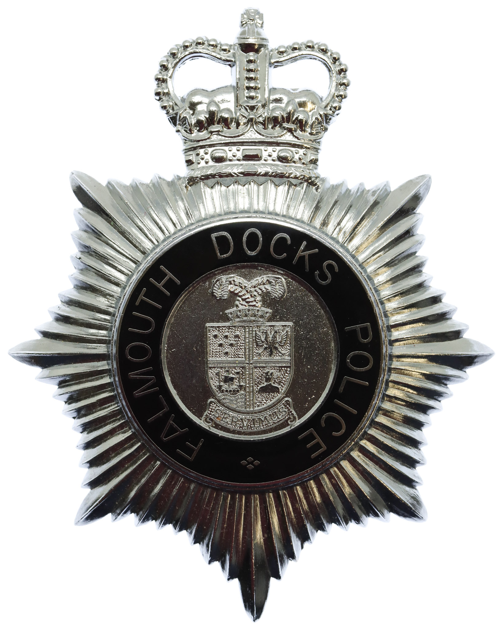 Falmouth Docks Police Enamelled Helmet Plate - Queen's Crown