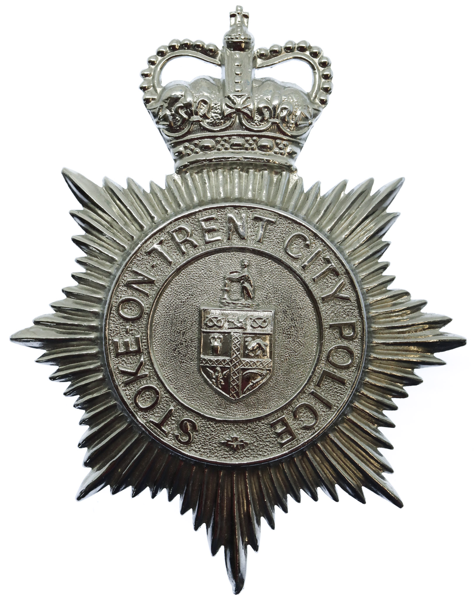 Stoke-on-Trent City Police Helmet Plate - Queen's Crown