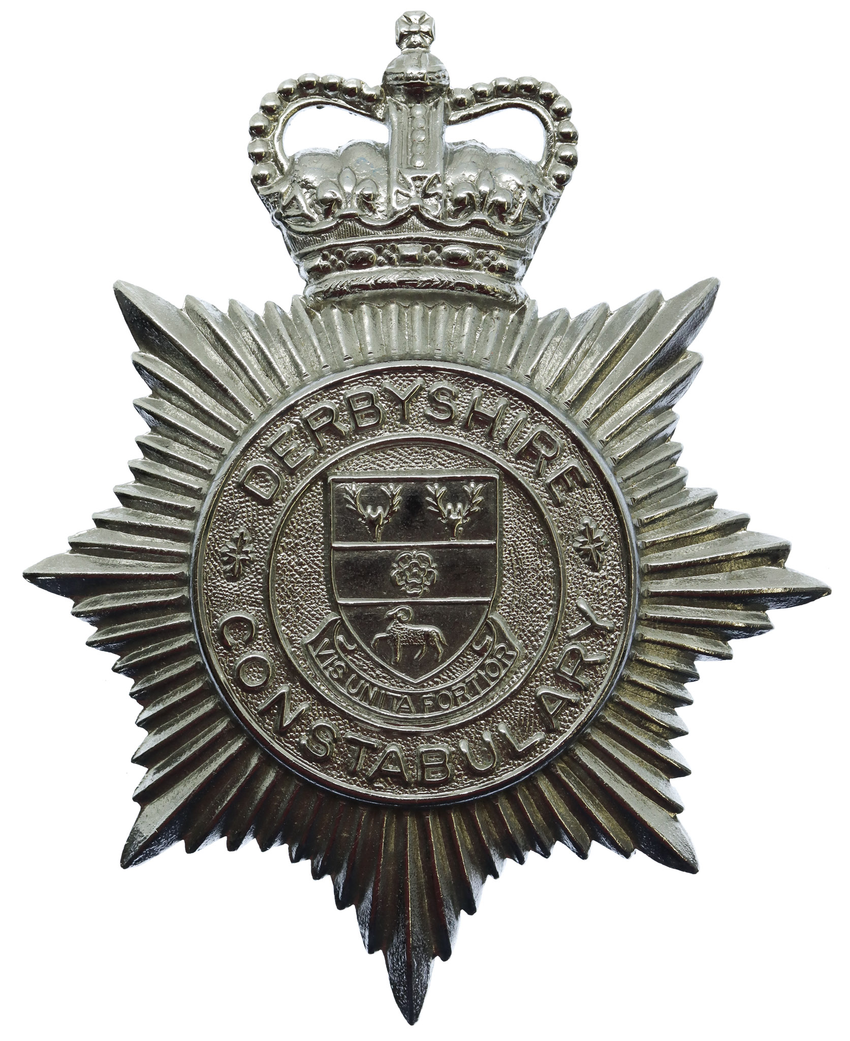 Derbyshire Constabulary Helmet Plate - Queen's Crown