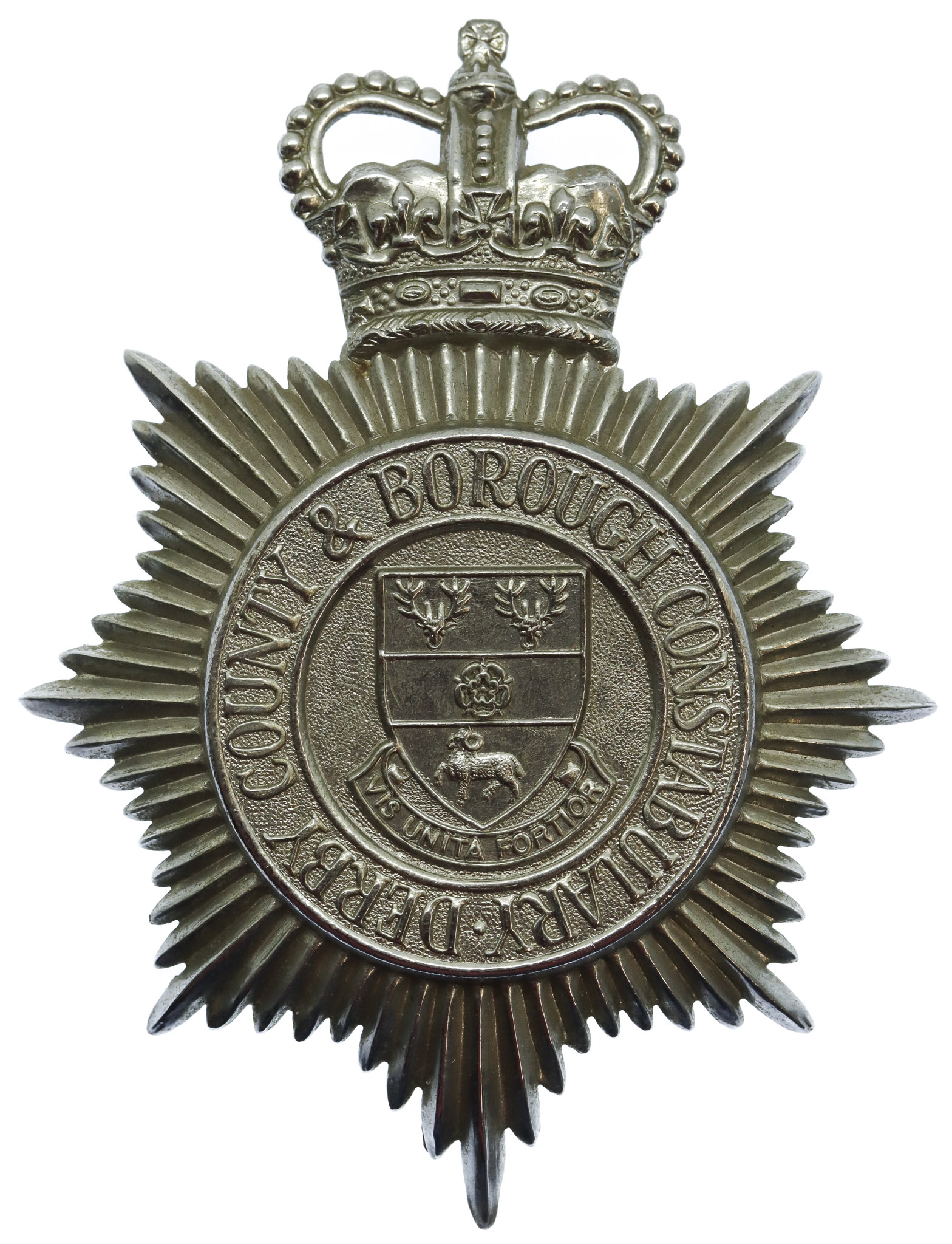 Derby County & Borough Constabulary Helmet Plate - Queen's Crown