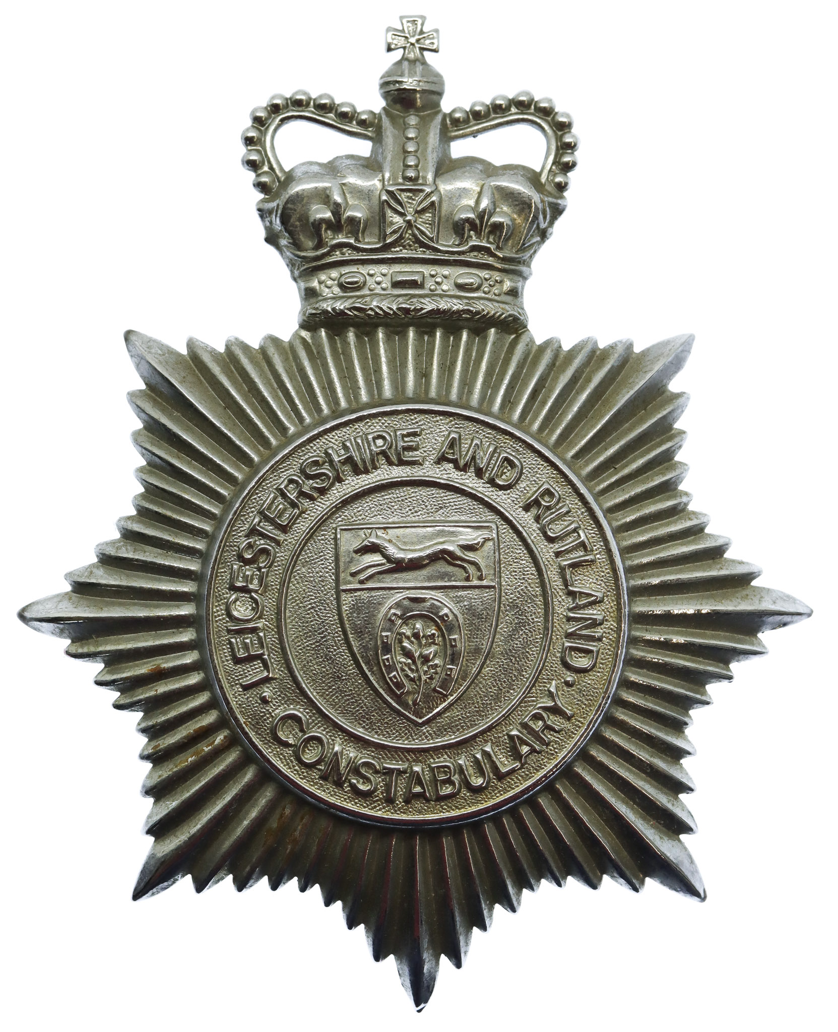 Leicestershire and Rutland Constabulary Helmet Plate - Queen's Crown