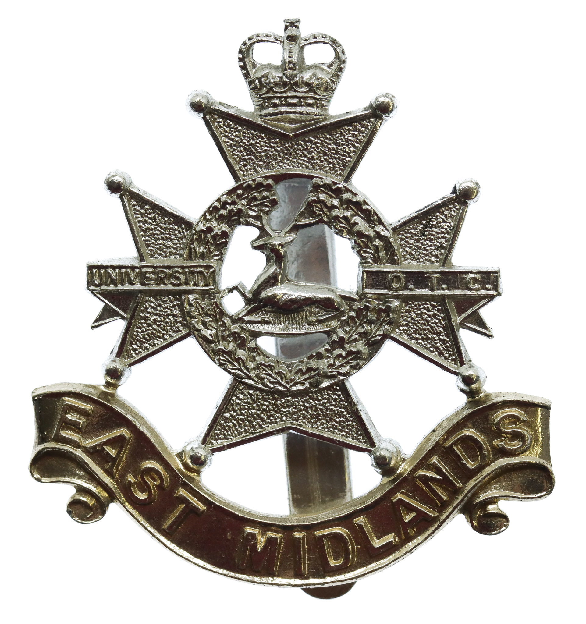 East Midlands University O.T.C. Anodised (Staybrite) Cap Badge