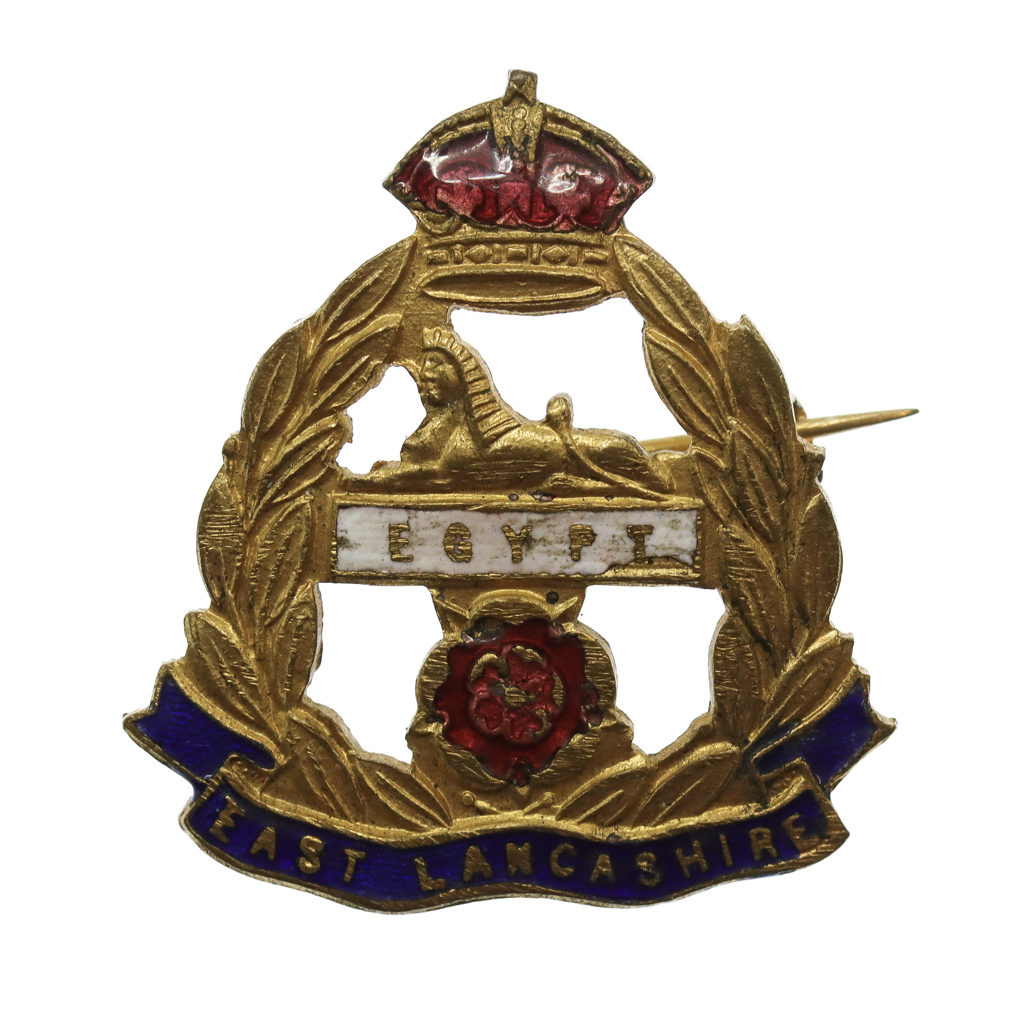 East Lancashire Regiment Enamelled Sweetheart Brooch - King's Crown