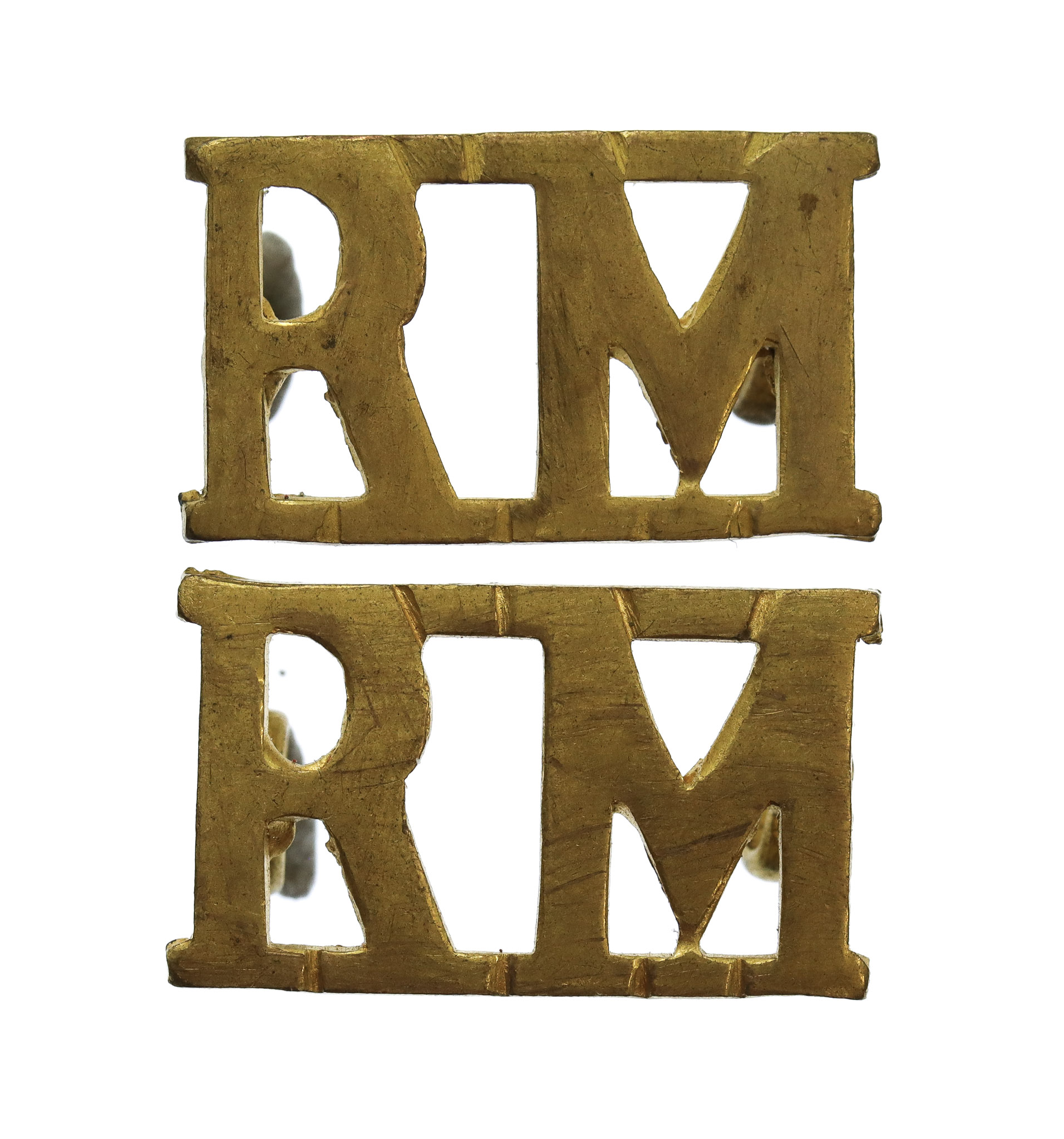 Pair of Royal Marines (R.M.) Officer's Gilt Shoulder Titles