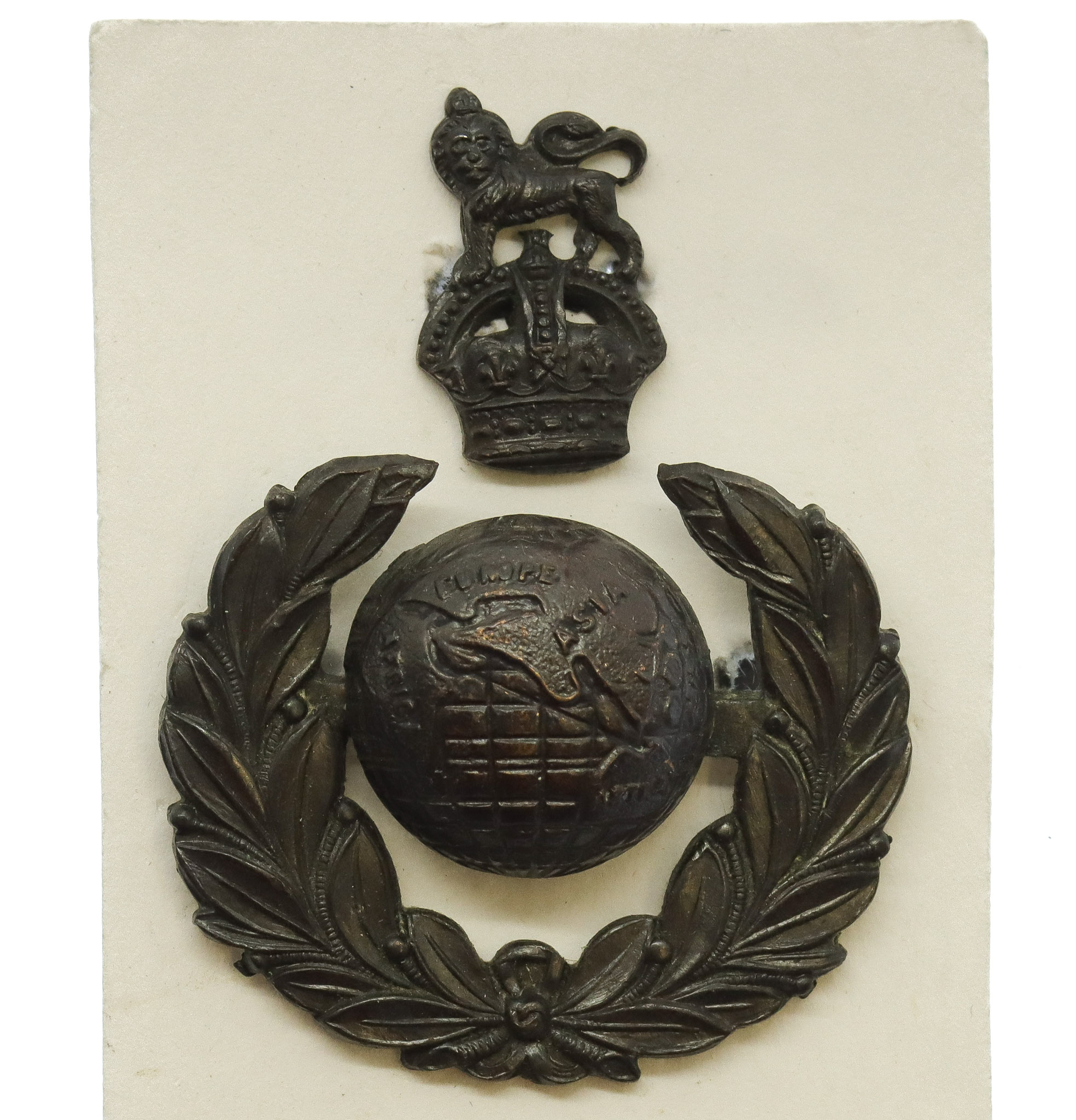 Royal Marines Officer's Service Dress 2 Part Cap Badge - King's Crown