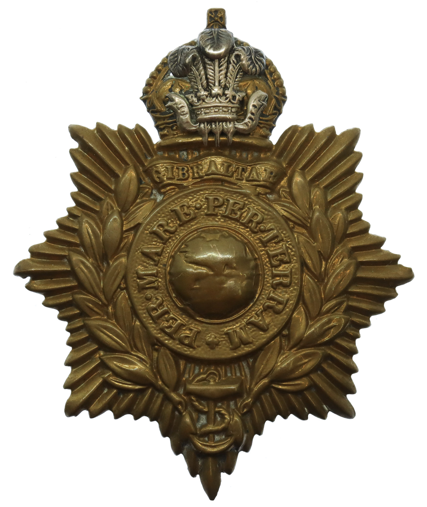Royal Marines Band Plymouth Division Helmet Plate - King's Crown